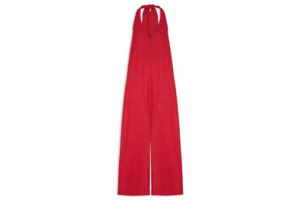 Macacão Frente Feminino Única Pantalona - Vermelho