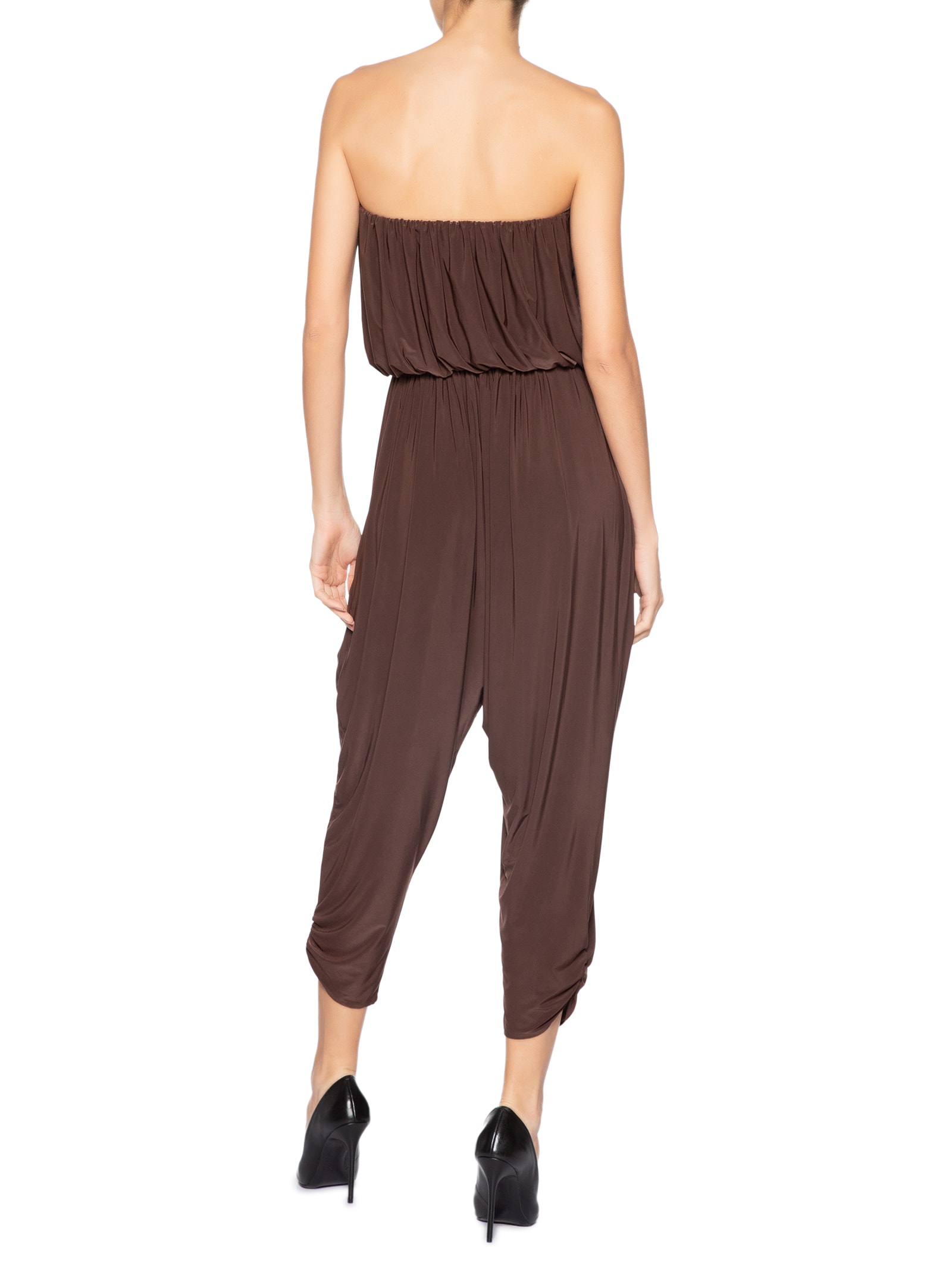 Macacão Sem Alça Franzido Marrom Animale