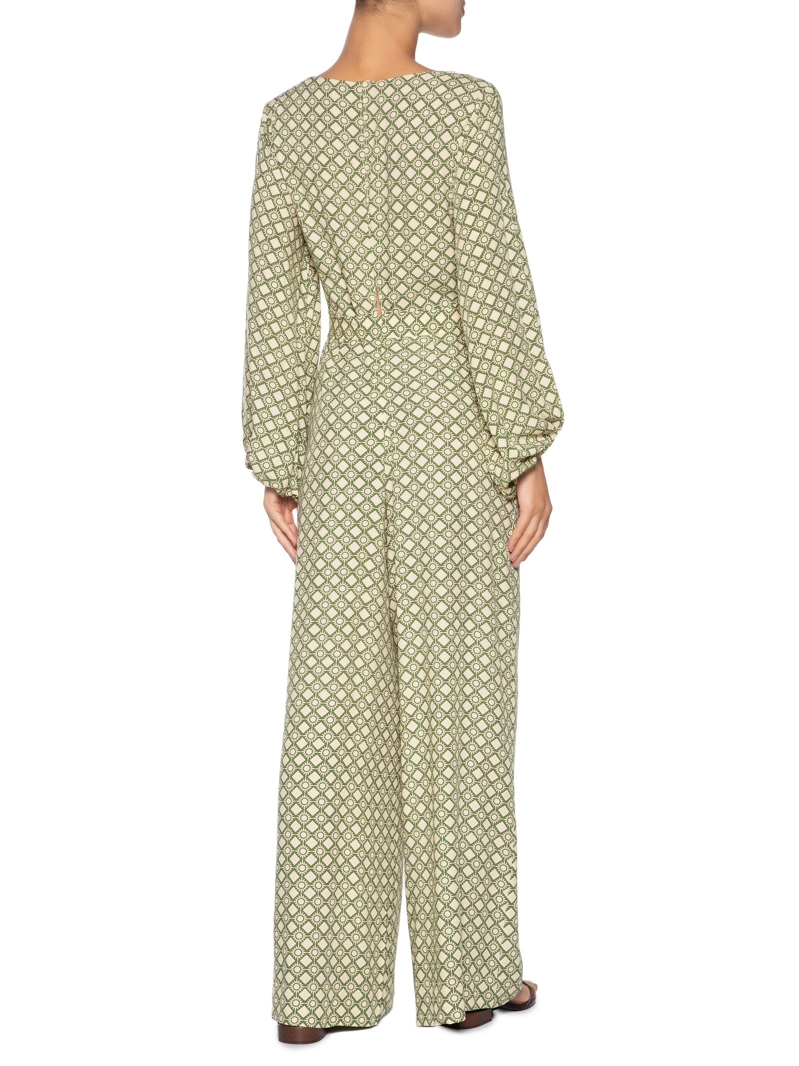 Macacão Vazado Estampa Amanhecer Verde Dress To