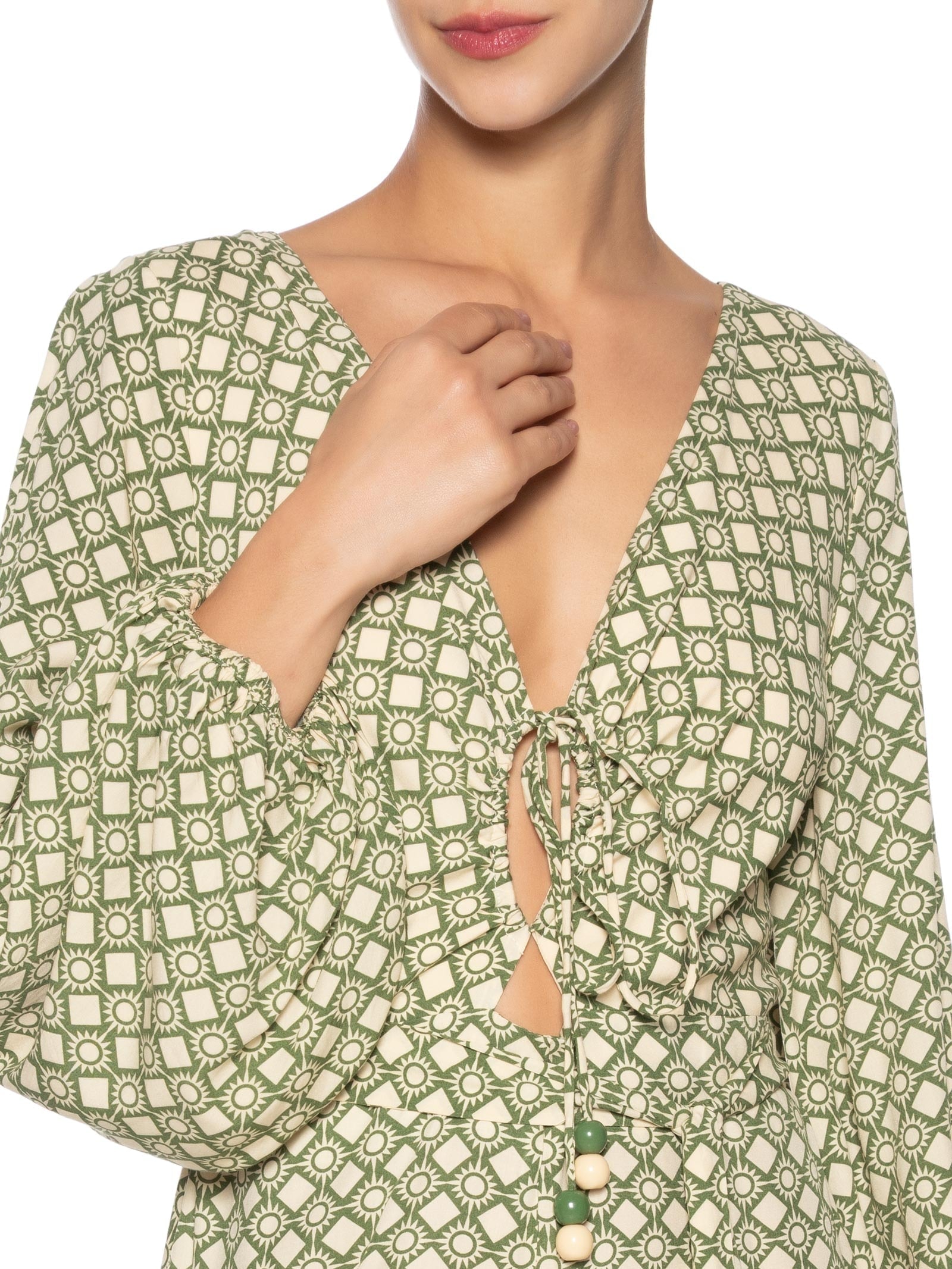 Macacão Vazado Estampa Amanhecer Verde Dress To