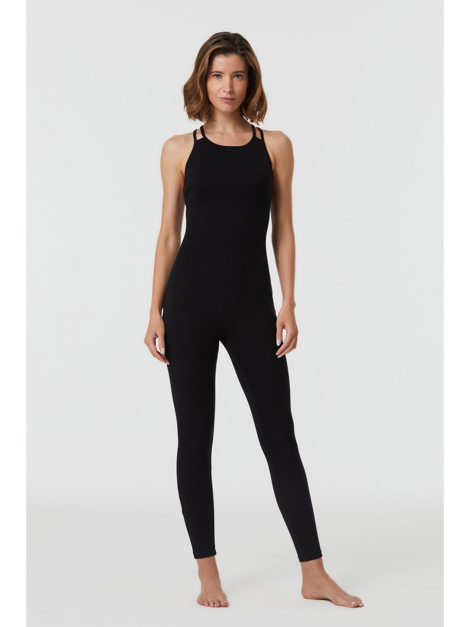 Macacão Yoga Cruzado Preto Algodão Brahma Yogini