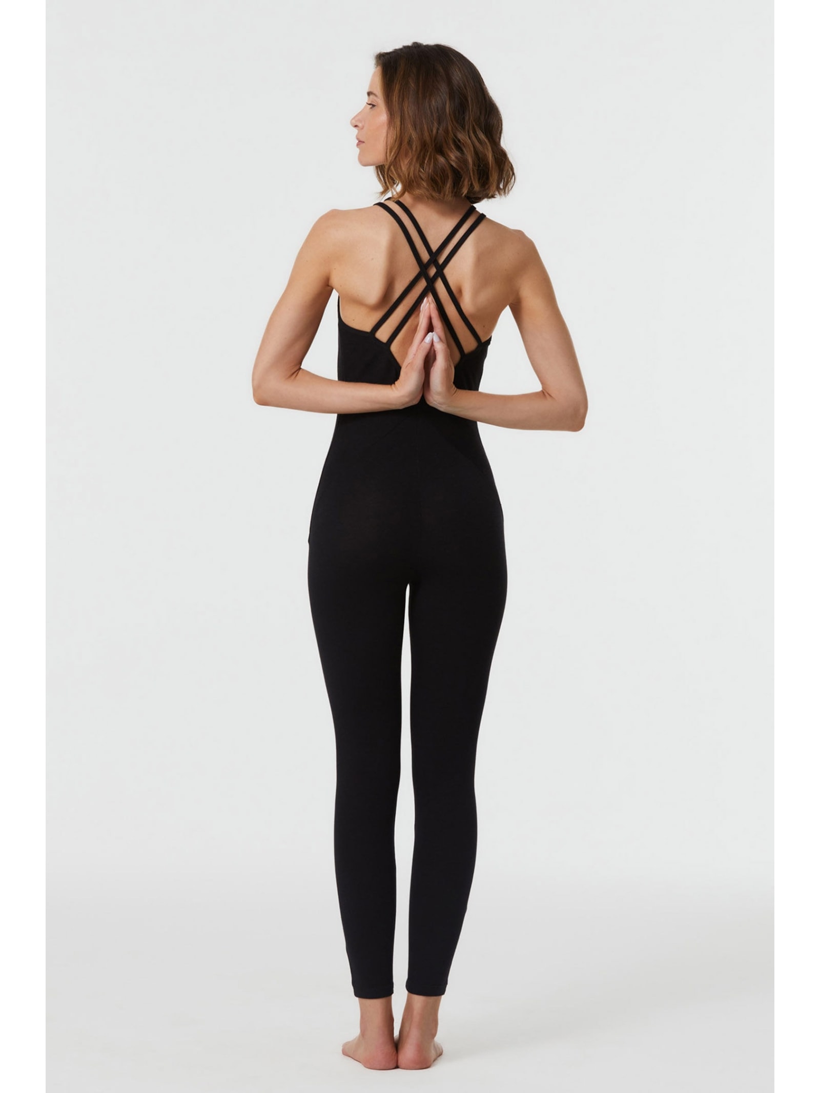 Macacão Yoga Cruzado Preto Algodão Brahma Yogini