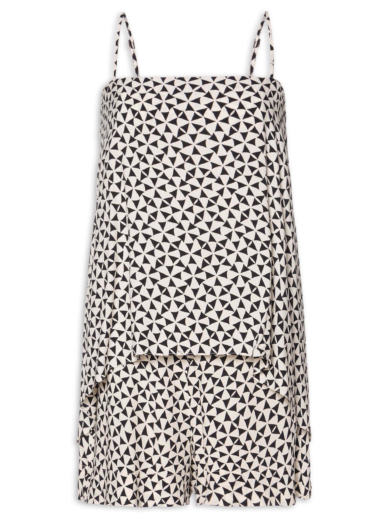 Macaquinho Crepe Estampa Vento Preto Dress To