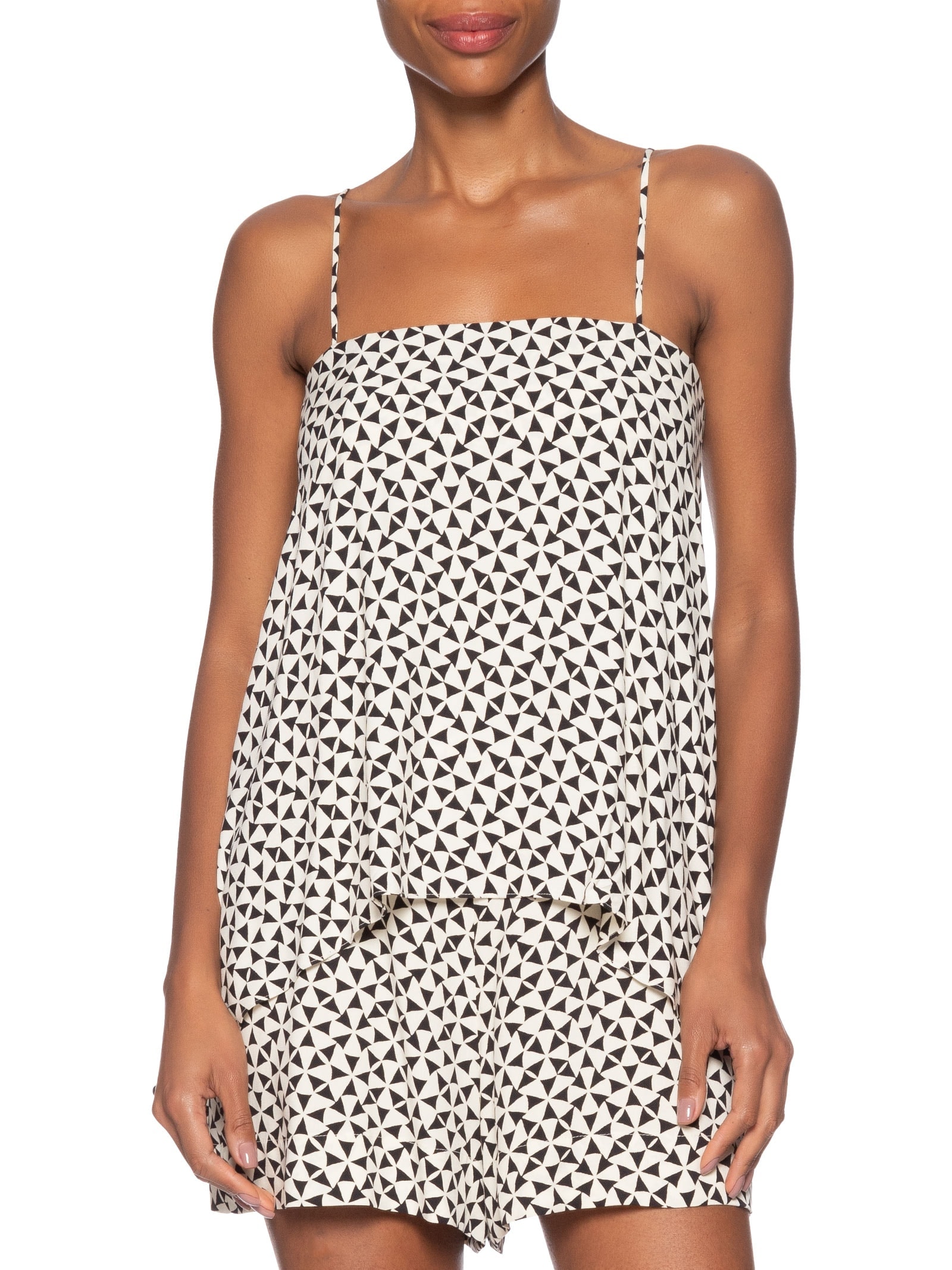 Macaquinho Crepe Estampa Vento Preto Dress To