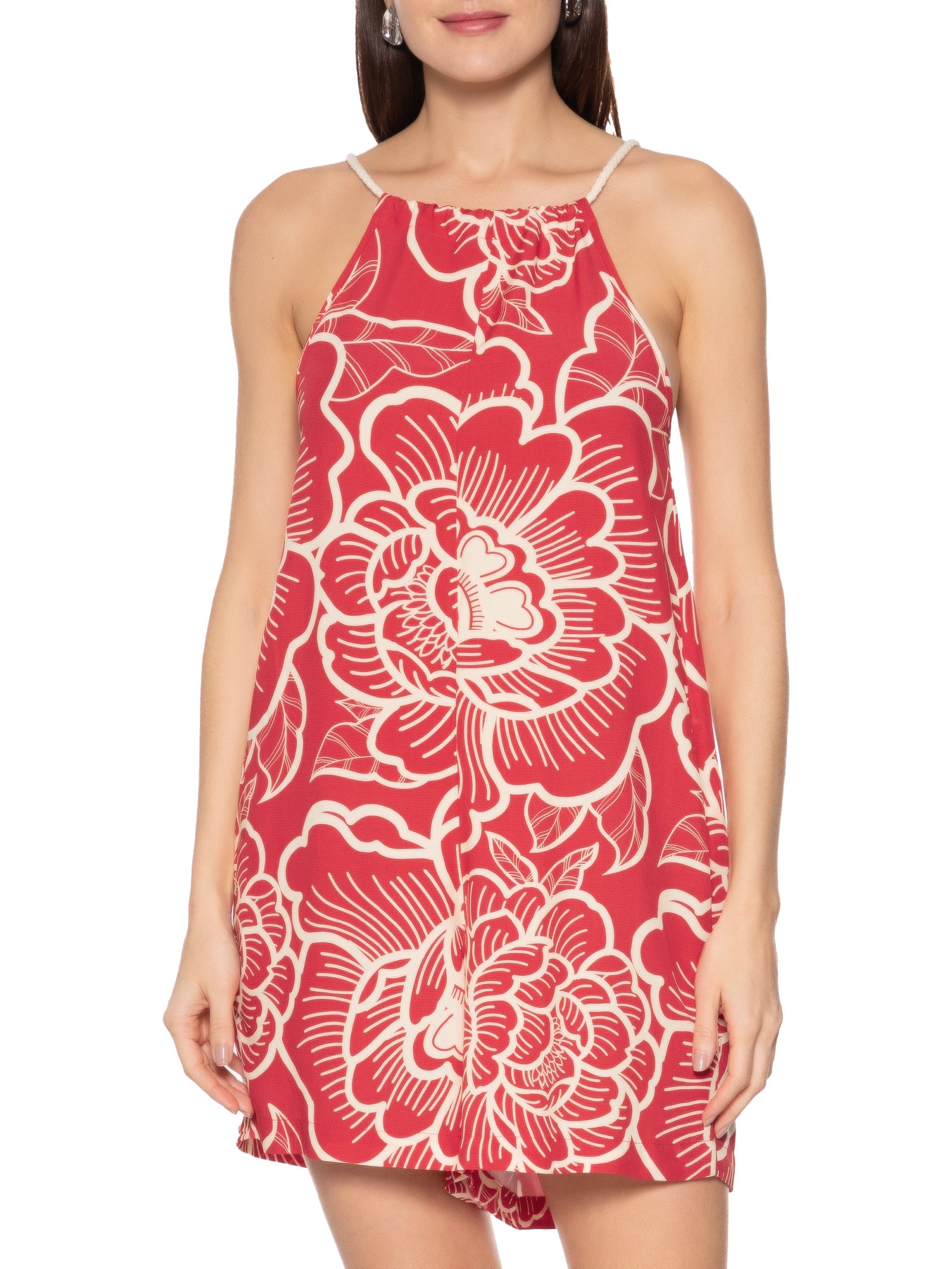 Macaquinho Decote Halter Vermelho Cacay
