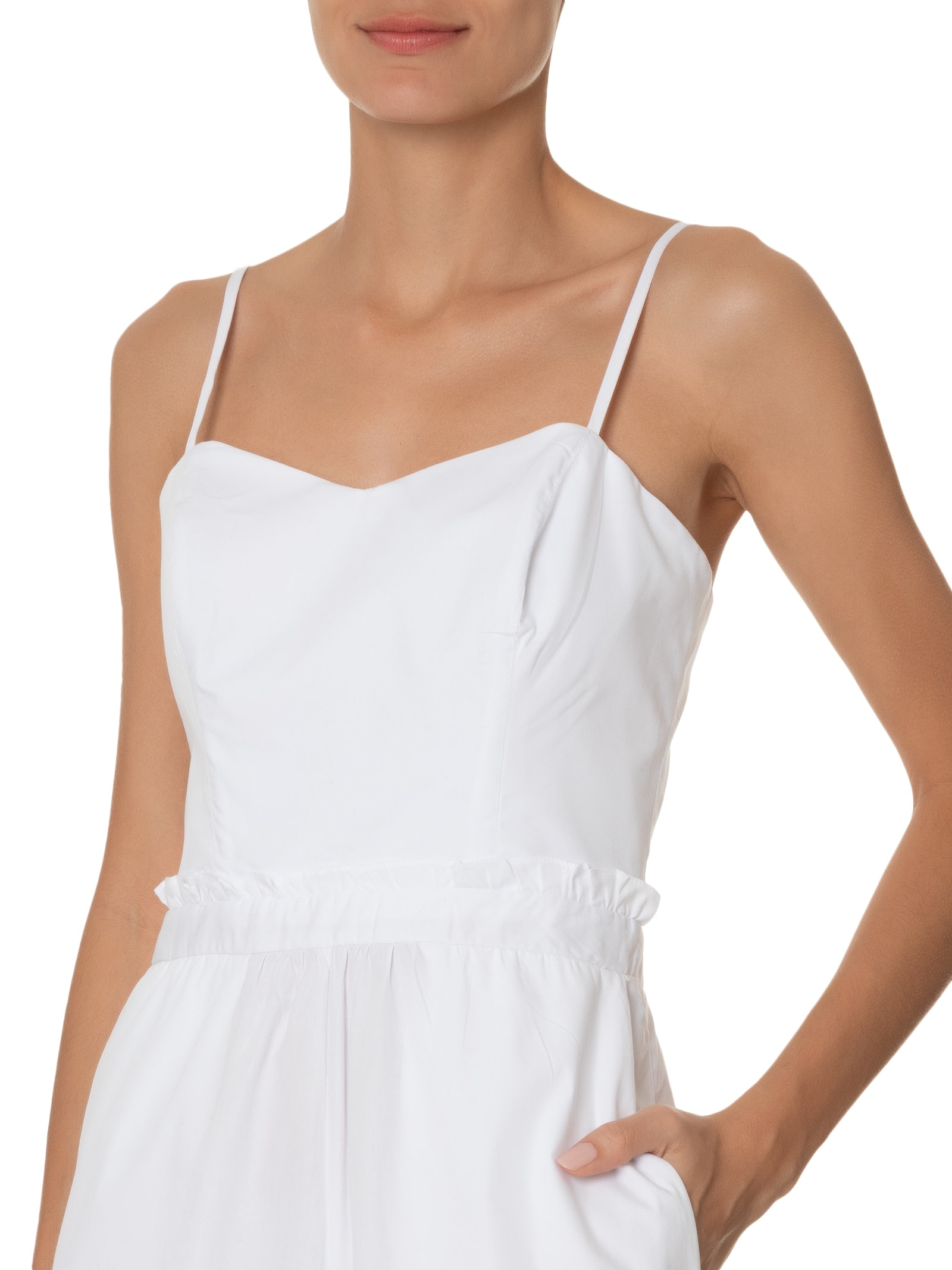 Macaquinho Feminino Algodão Detalhe Cintura Off White Dress To