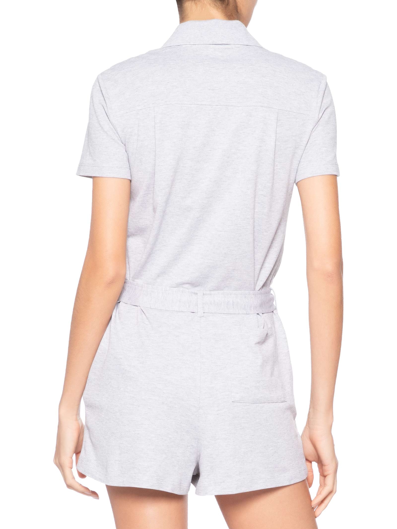 Macaquinho Feminino Em Piqué Stretch Com Gola Polo Cinza Lacoste