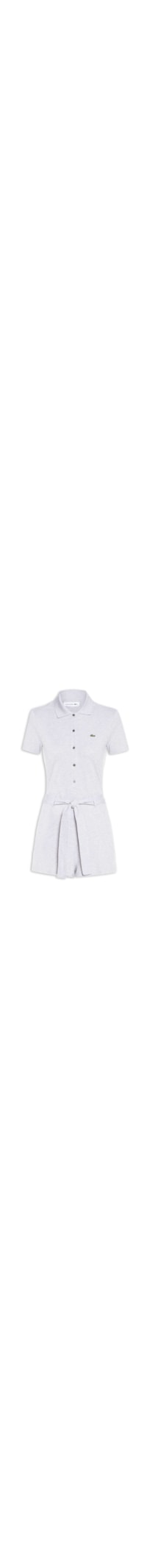 Macaquinho Feminino Em Piqué Stretch Com Gola Polo - Cinza