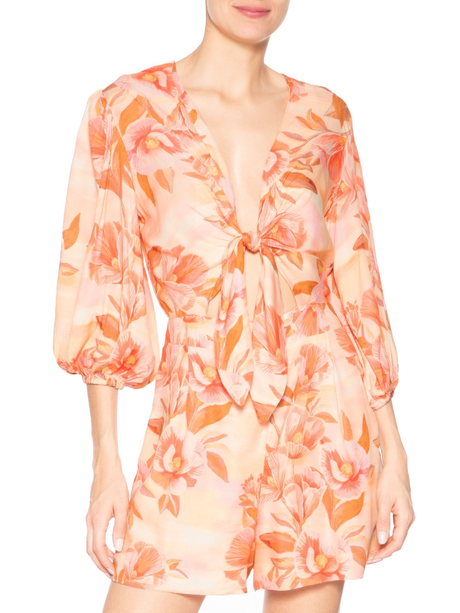 Macaquinho Feminino Estampa Bela Rosa Dress To