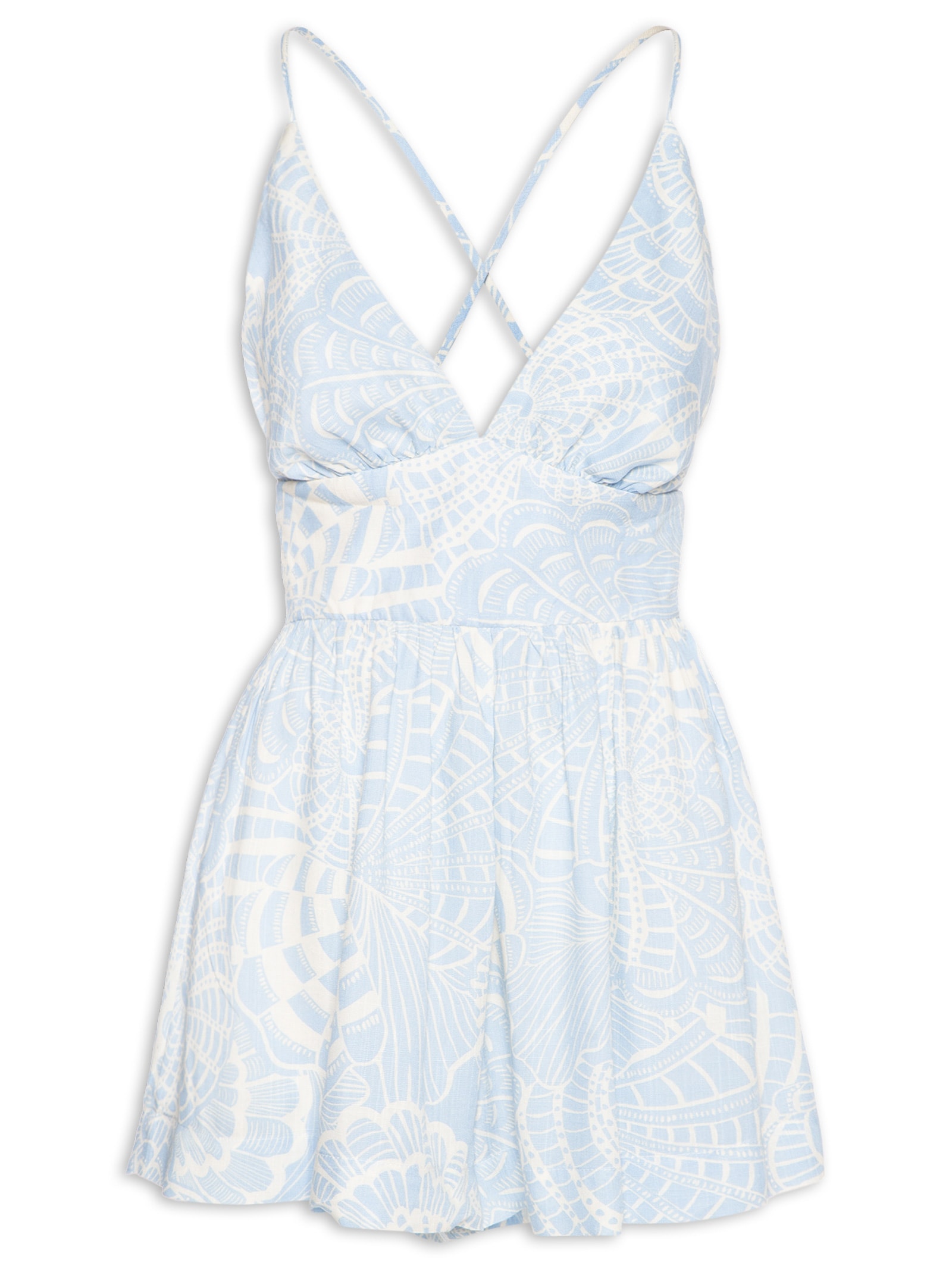 Macaquinho Feminino Estampa Cristalina Azul Dress To