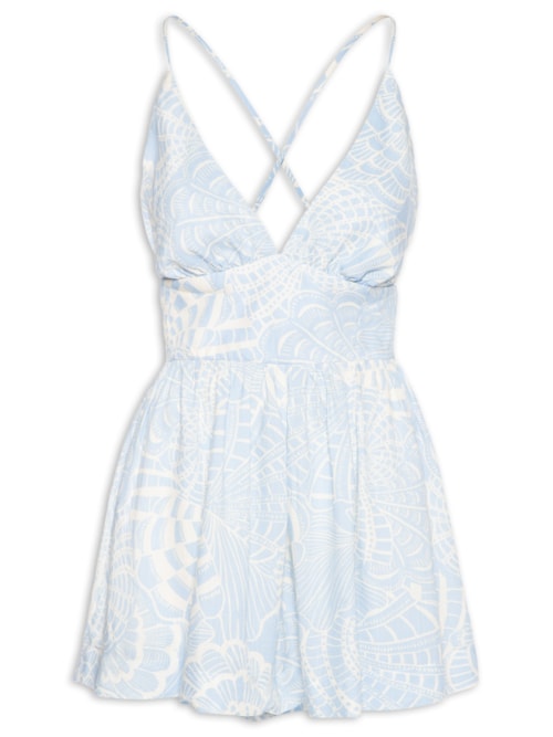 Macaquinho Feminino Estampa Cristalina – Azul