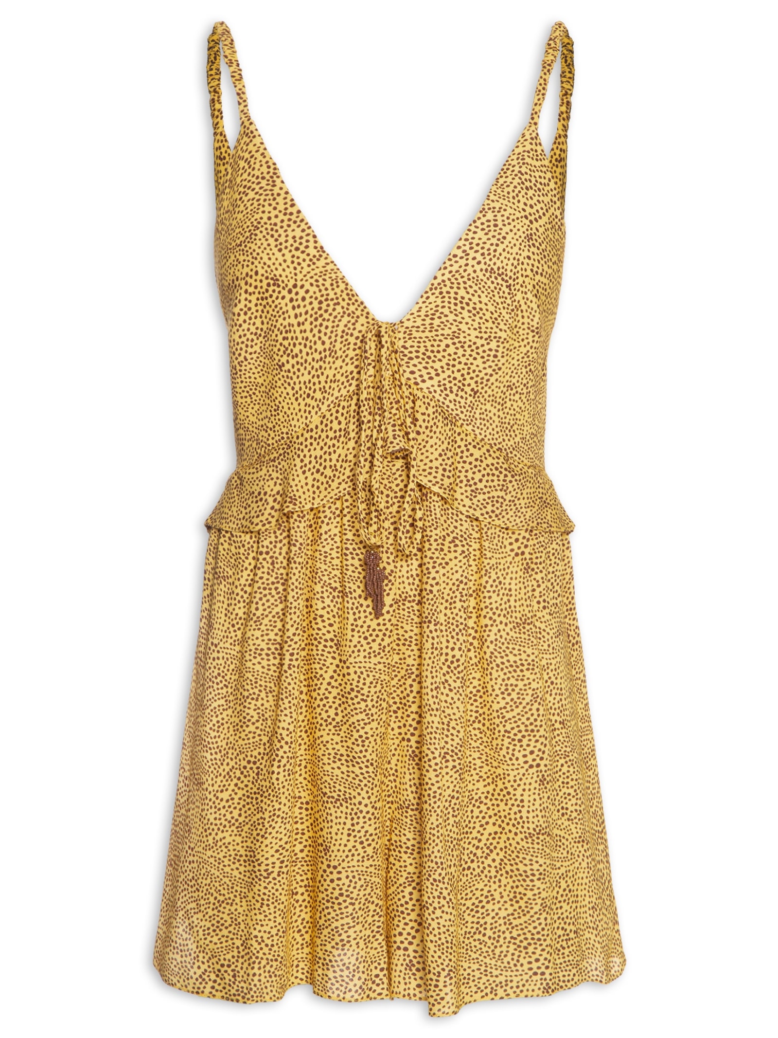 Macaquinho Feminino Estampa Gotas Amarelo Dress To