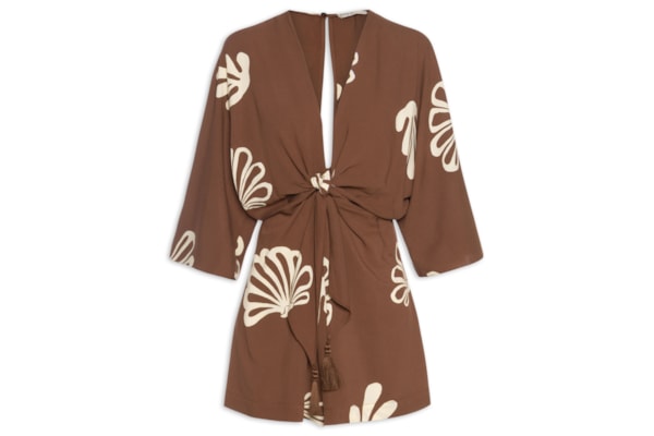 Macaquinho Feminino Estampa Marés - Marrom