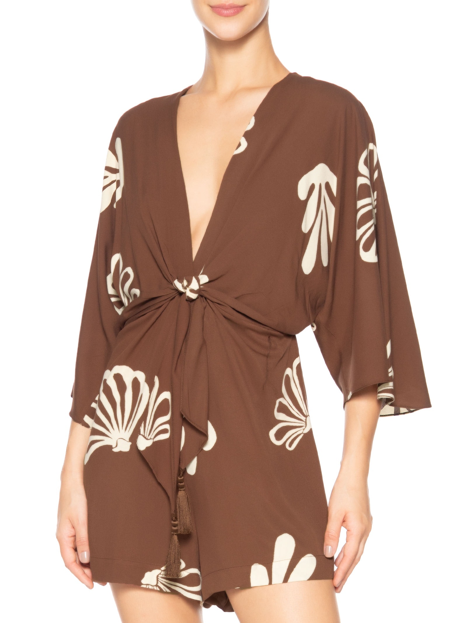 Macaquinho Feminino Estampa Marés Marrom Dress To