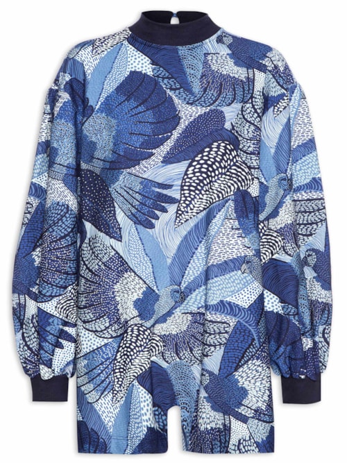 Macaquinho Feminino Festa de Pássaro – Azul