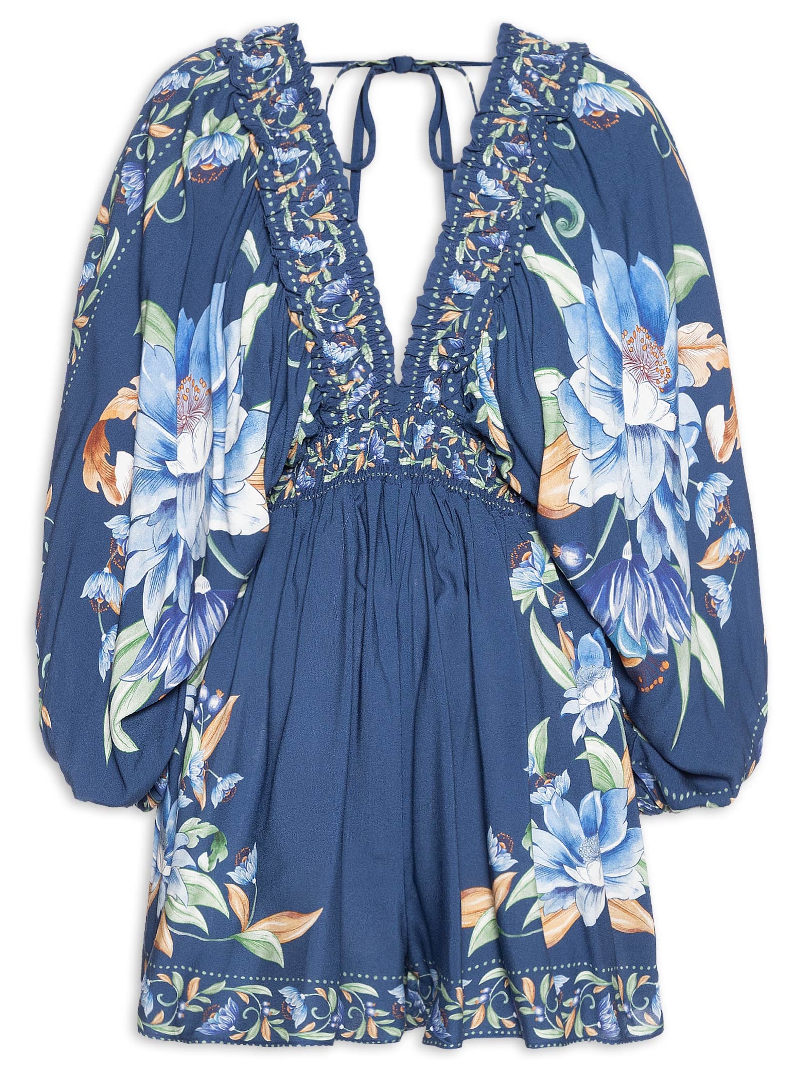 Macaquinho Feminino Floral Ana Azul Farm