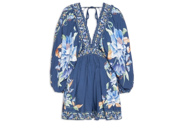 Macaquinho Feminino Floral Ana - Azul