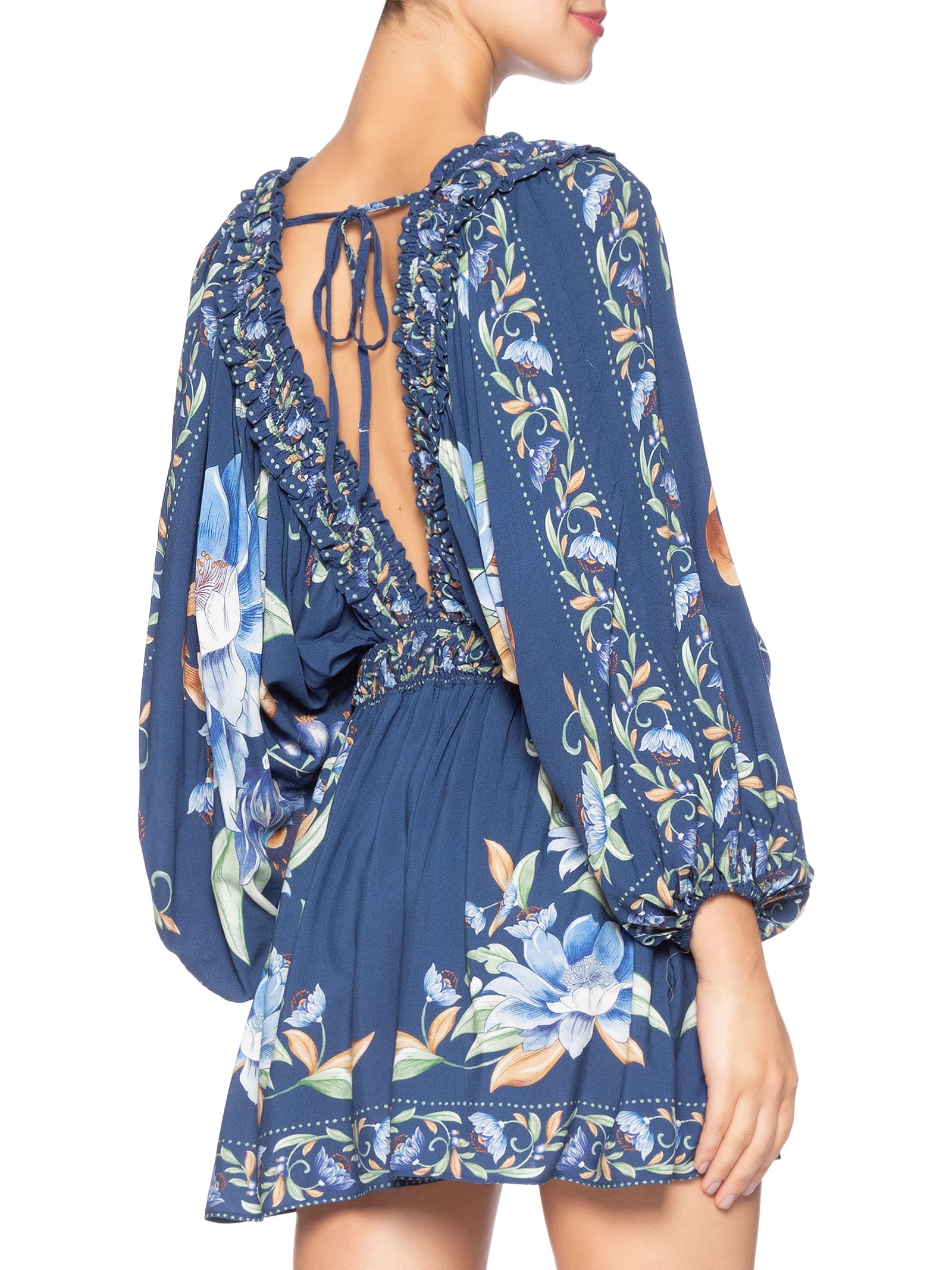 Macaquinho Feminino Floral Ana Azul Farm