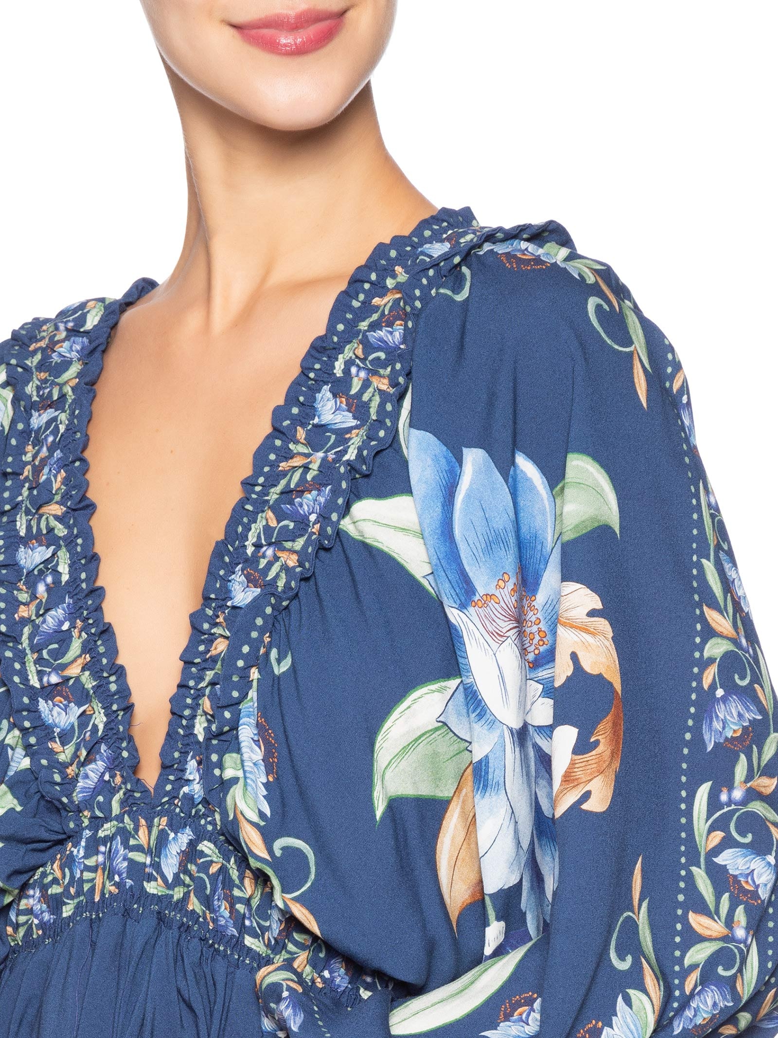 Macaquinho Feminino Floral Ana Azul Farm