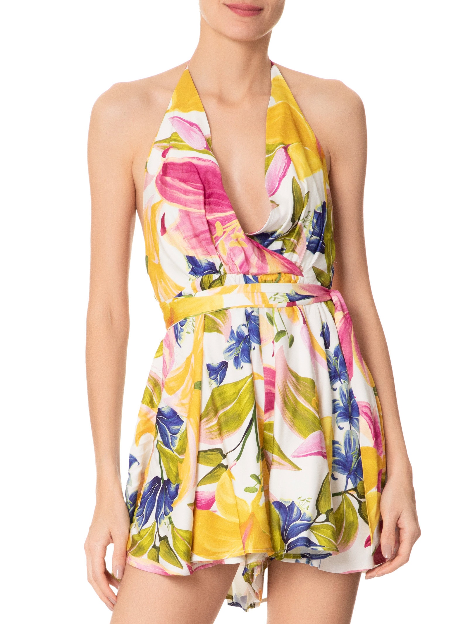 Macaquinho Feminino Floral Malu Branco Farm