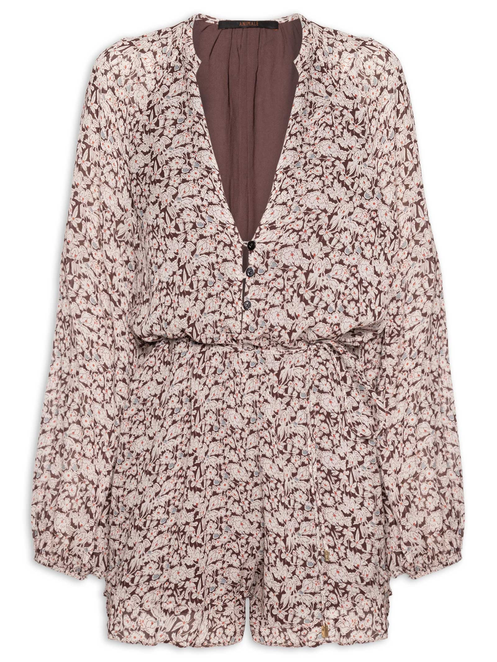 Macaquinho Feminino Liberty Chelsea Marrom Animale