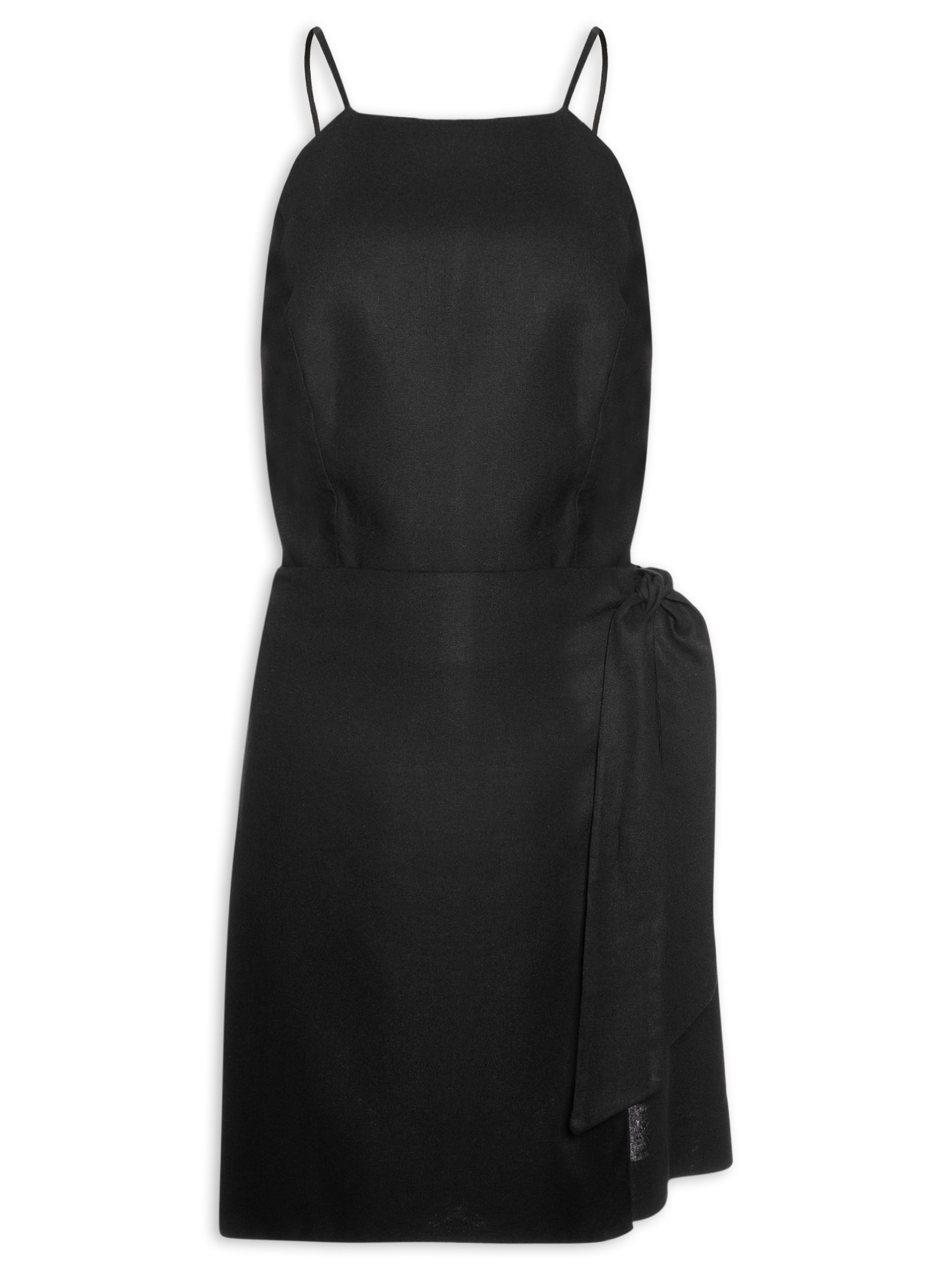 Macaquinho Feminino Linho Amarração Preto Dress To