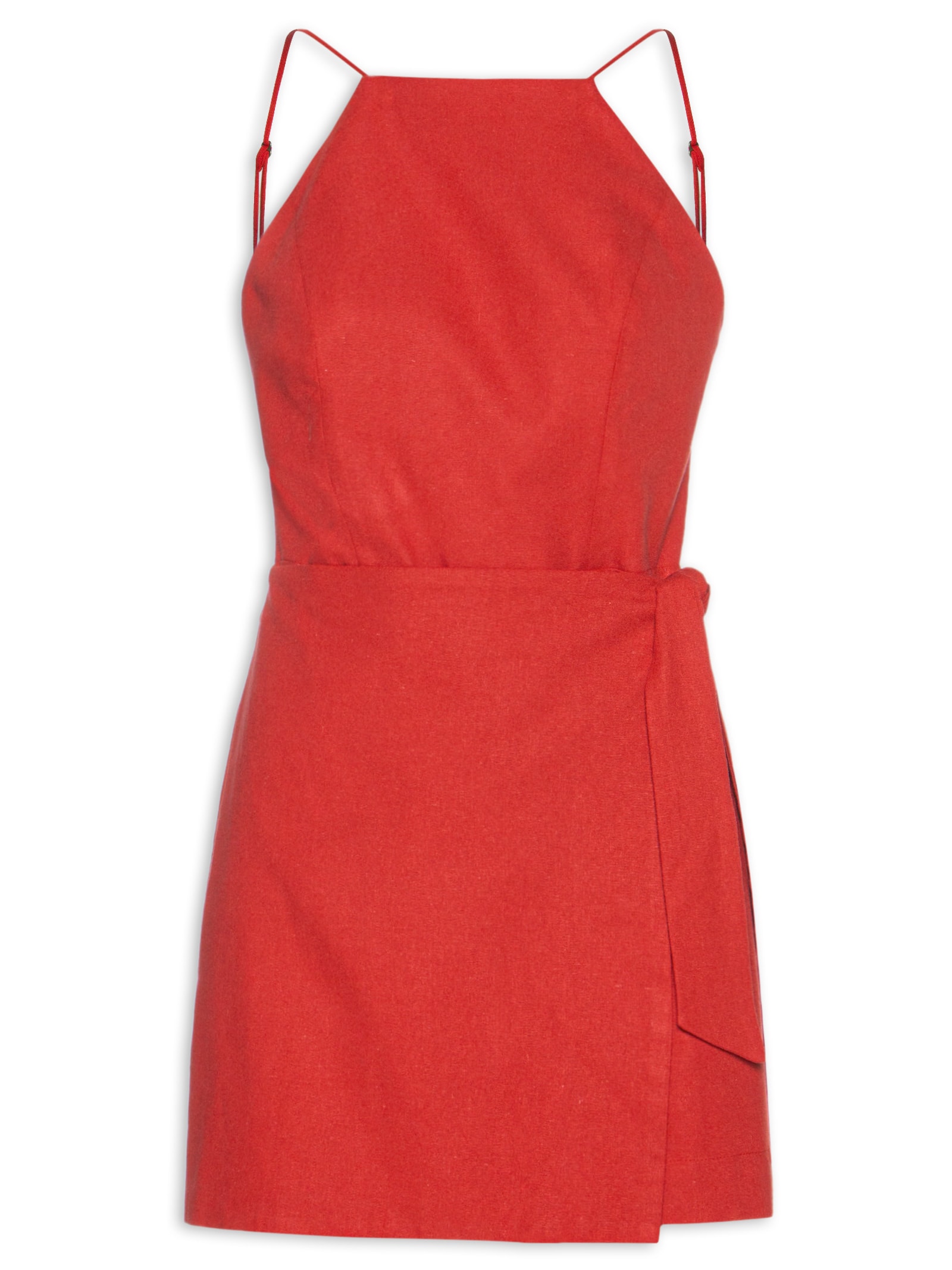 Macaquinho Feminino Linho Amarração Vermelho Dress To