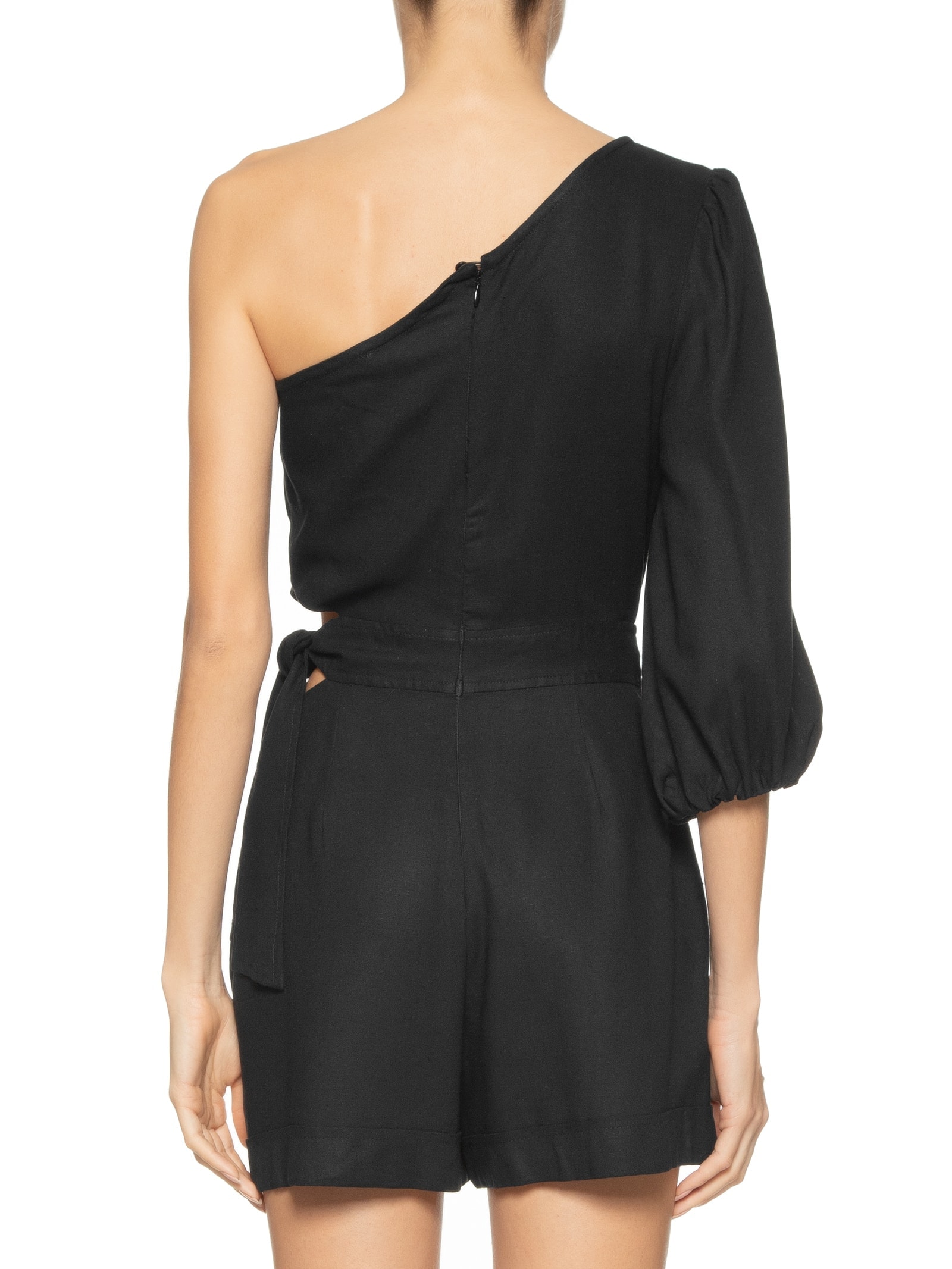 Macaquinho Feminino Linho Ombro Só Preto  Dress To