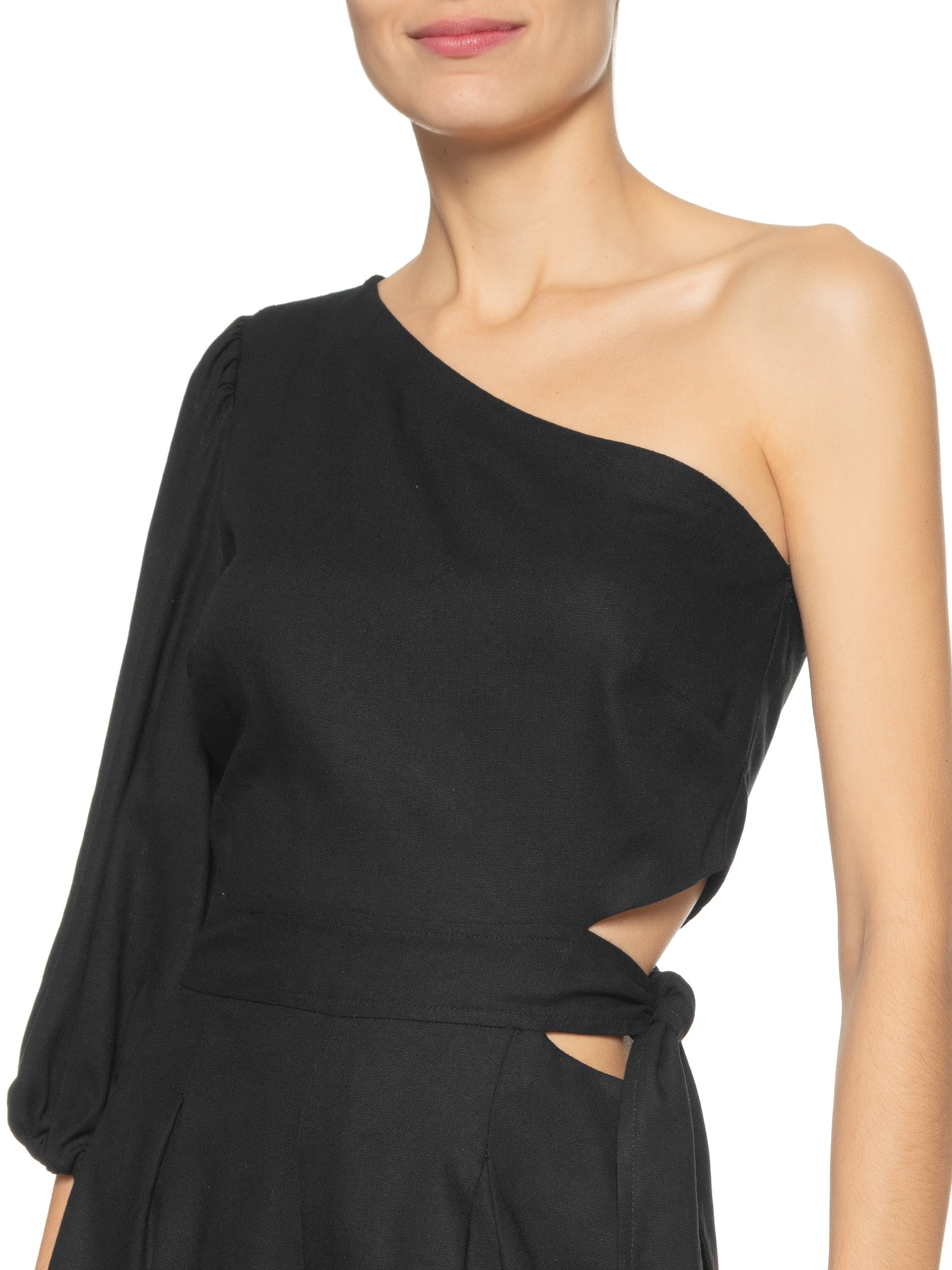 Macaquinho Feminino Linho Ombro Só Preto  Dress To