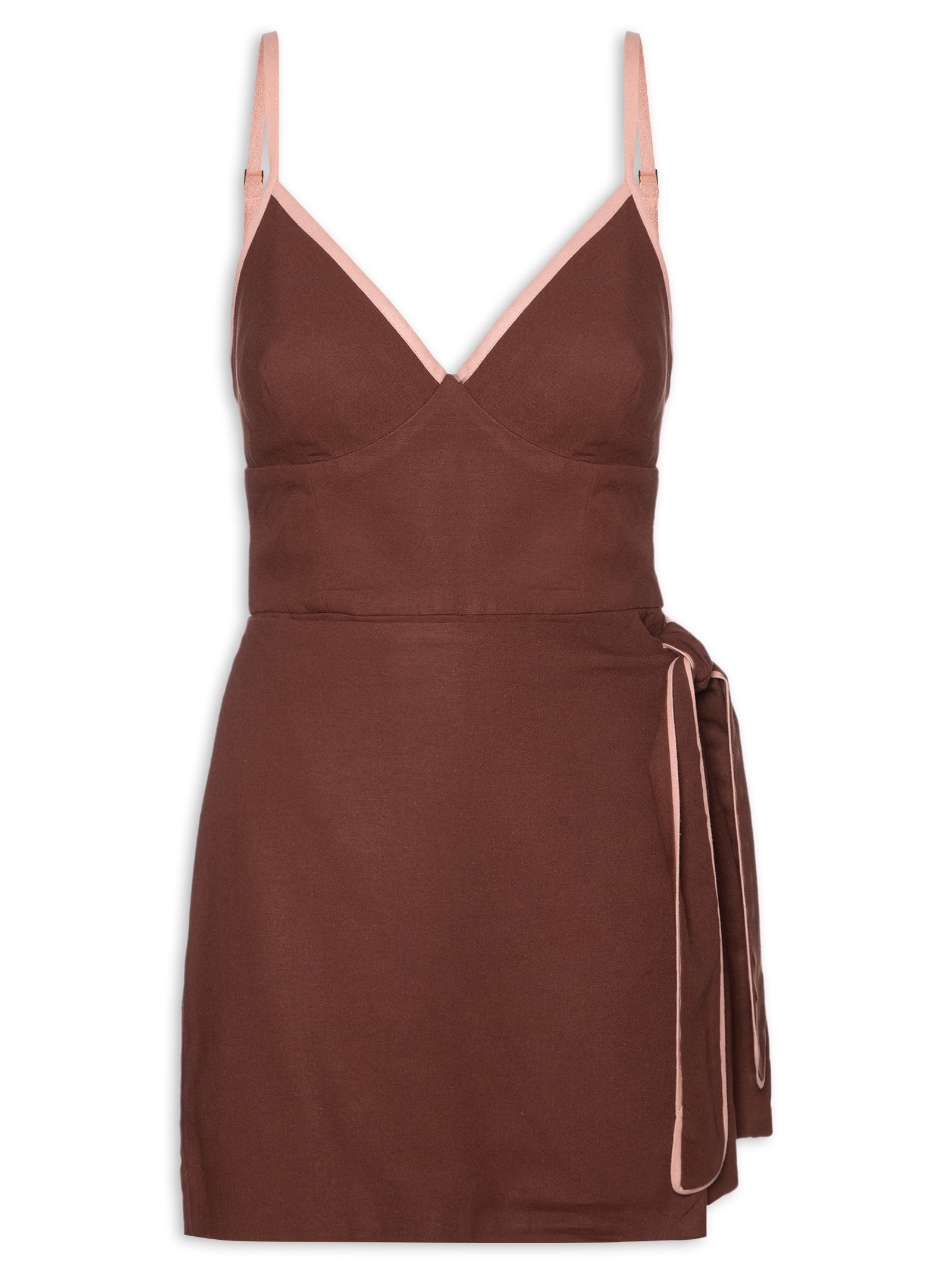 Macaquinho Feminino Linho Viés Marrom Dress To