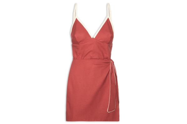 Macaquinho Feminino Linho Viés - Vermelho