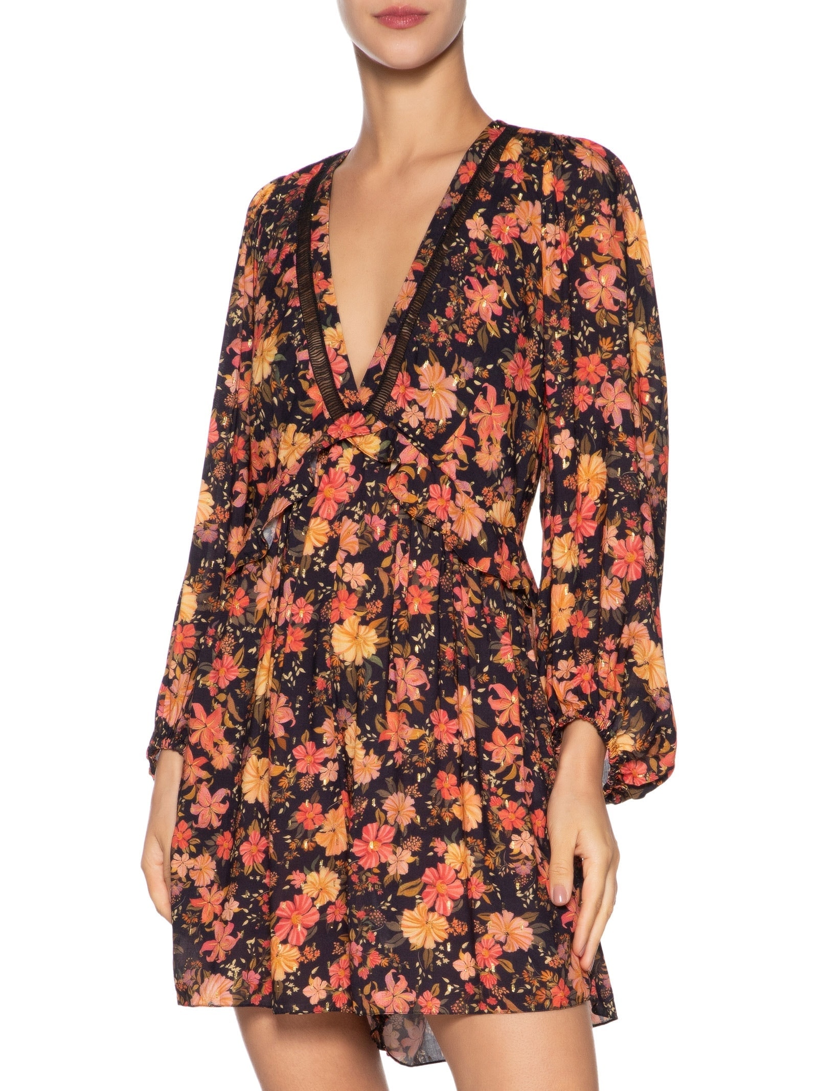 Macaquinho Feminino Lurex Estampa Encontro Preto Dress To