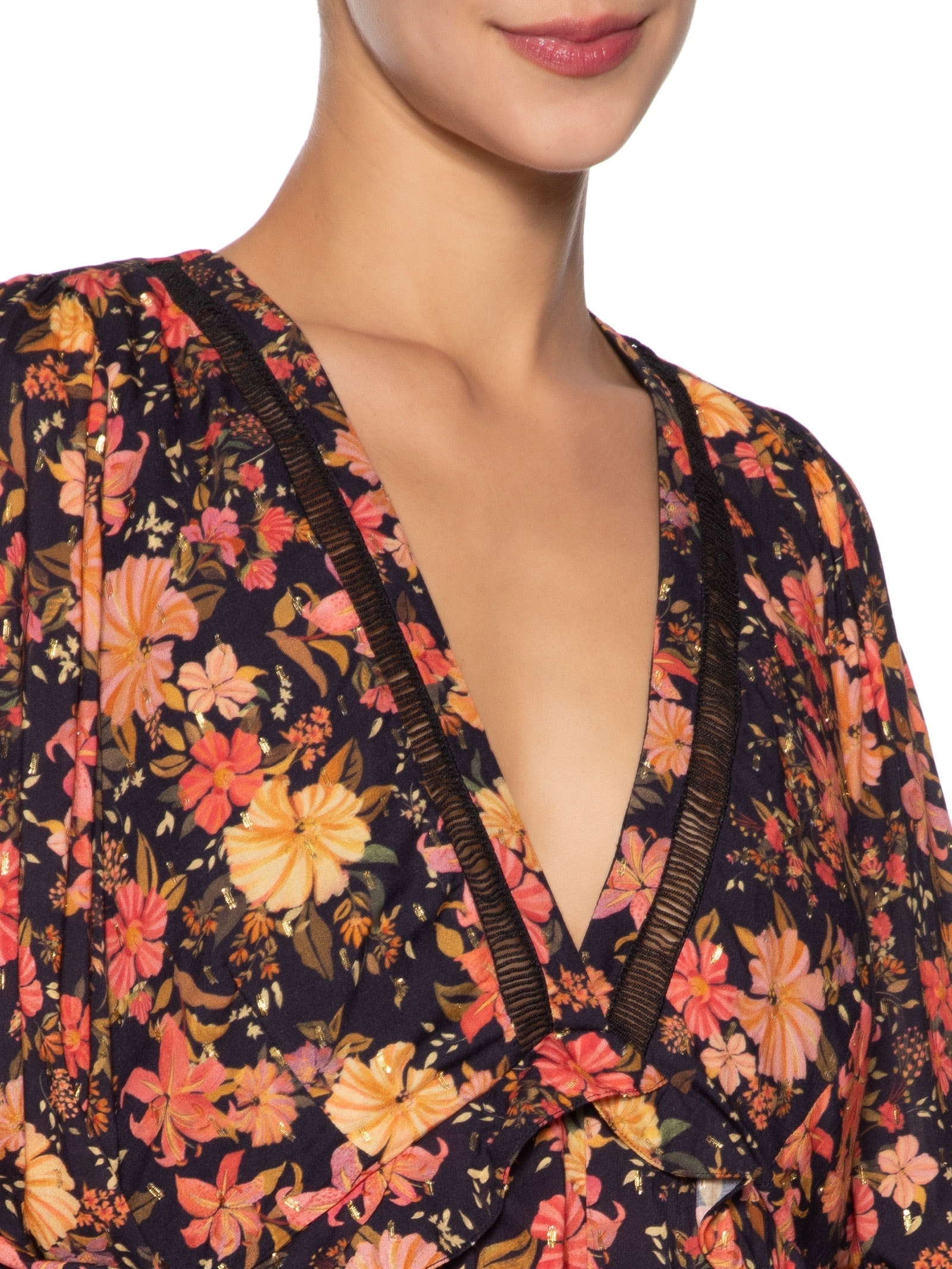 Macaquinho Feminino Lurex Estampa Encontro Preto Dress To