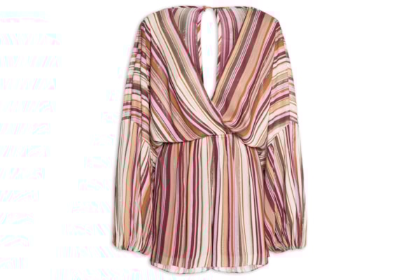 Macaquinho Feminino Luréx Estampa Listra Aurora - Rosa