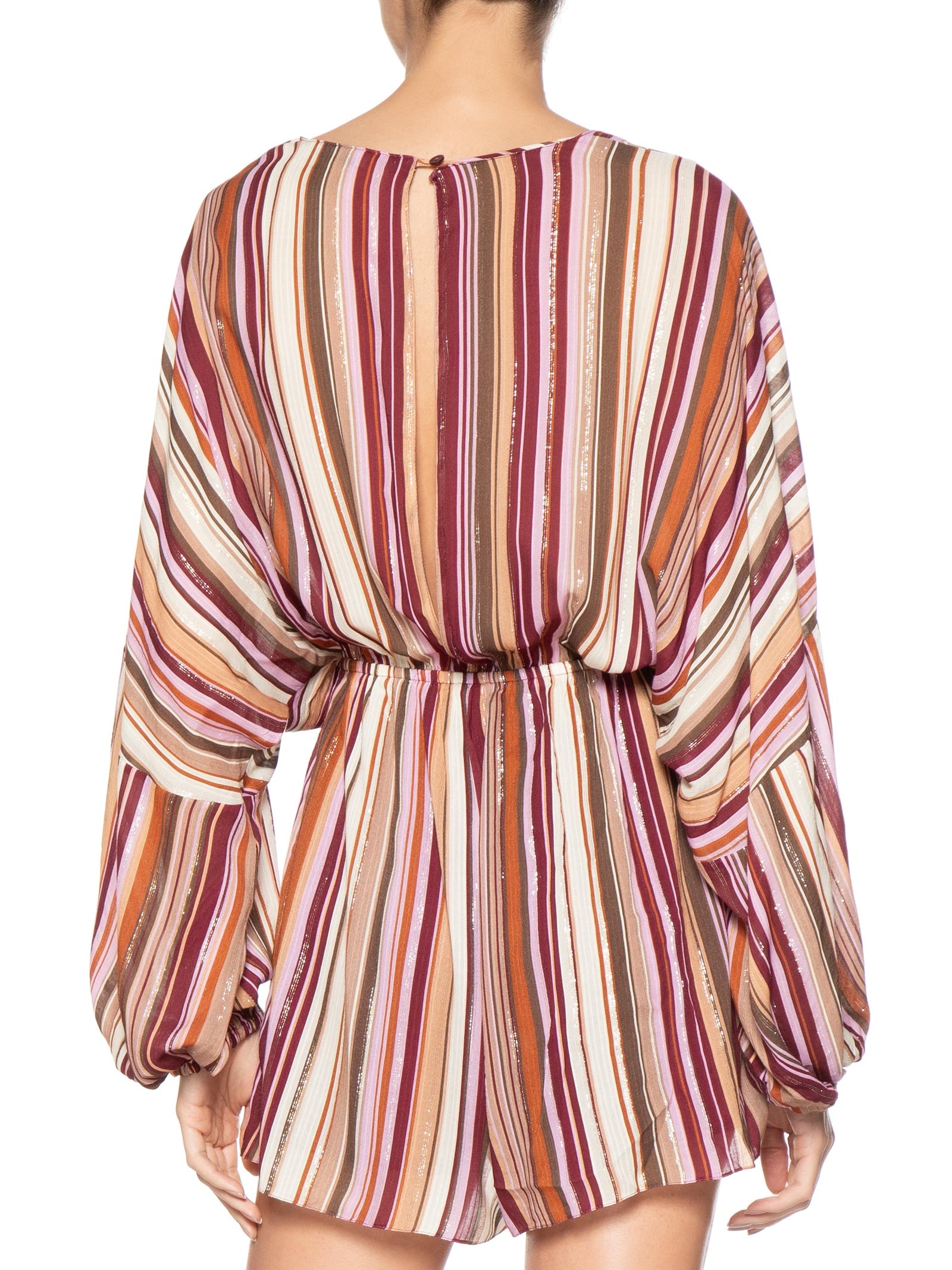 Macaquinho Feminino Luréx Estampa Listra Aurora Rosa Dress To