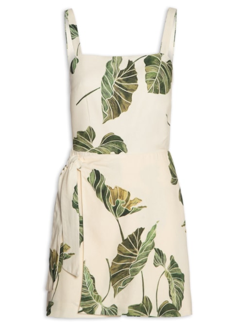 Macaquinho Linho Estampa Folhar – Amarelo