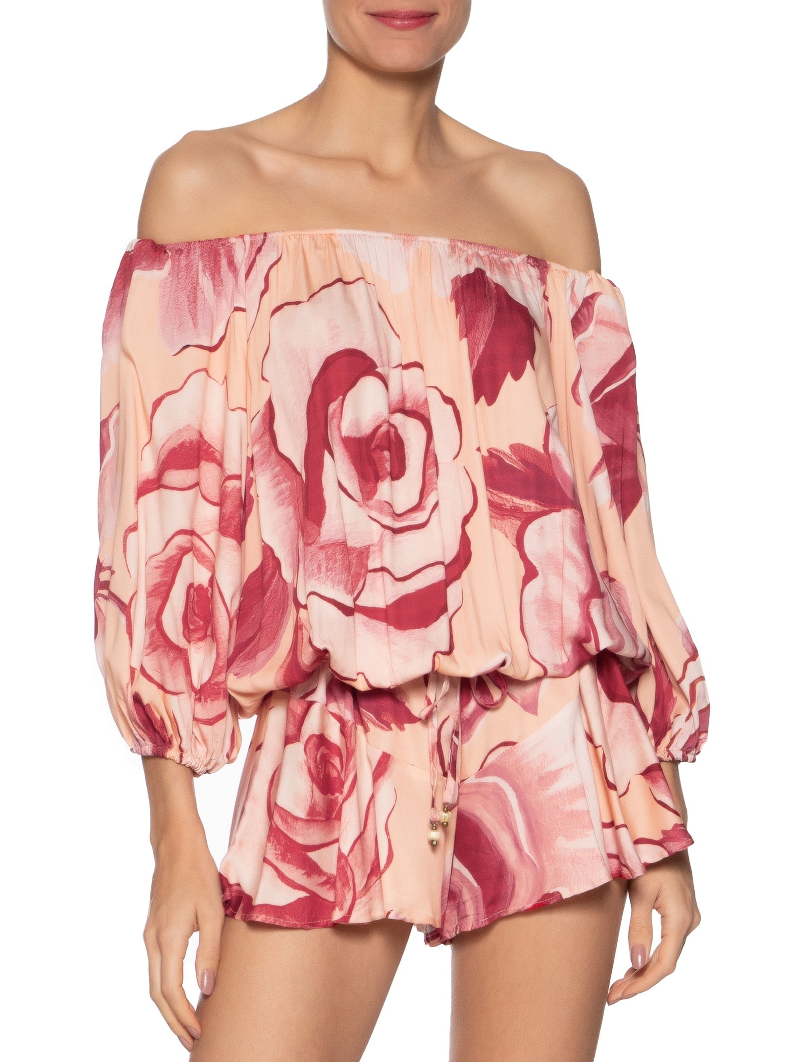 Macaquinho Rosas Pintadas Rosa Farm