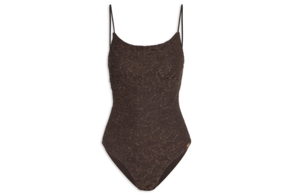 Maillot Decote Costas Rendado Air - Marrom