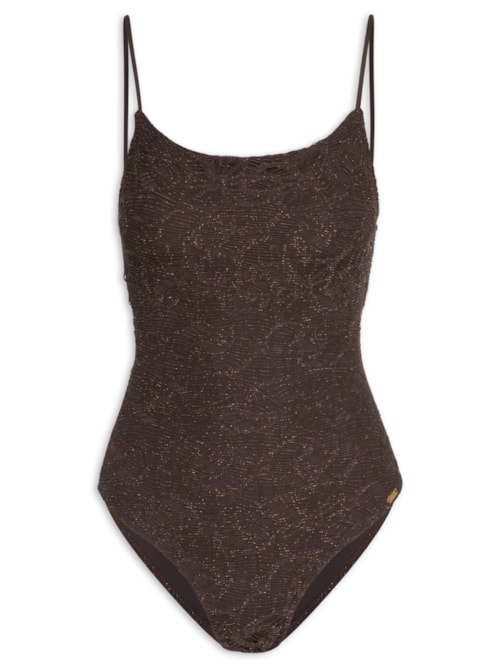 Maillot Decote Costas Rendado Air - Marrom