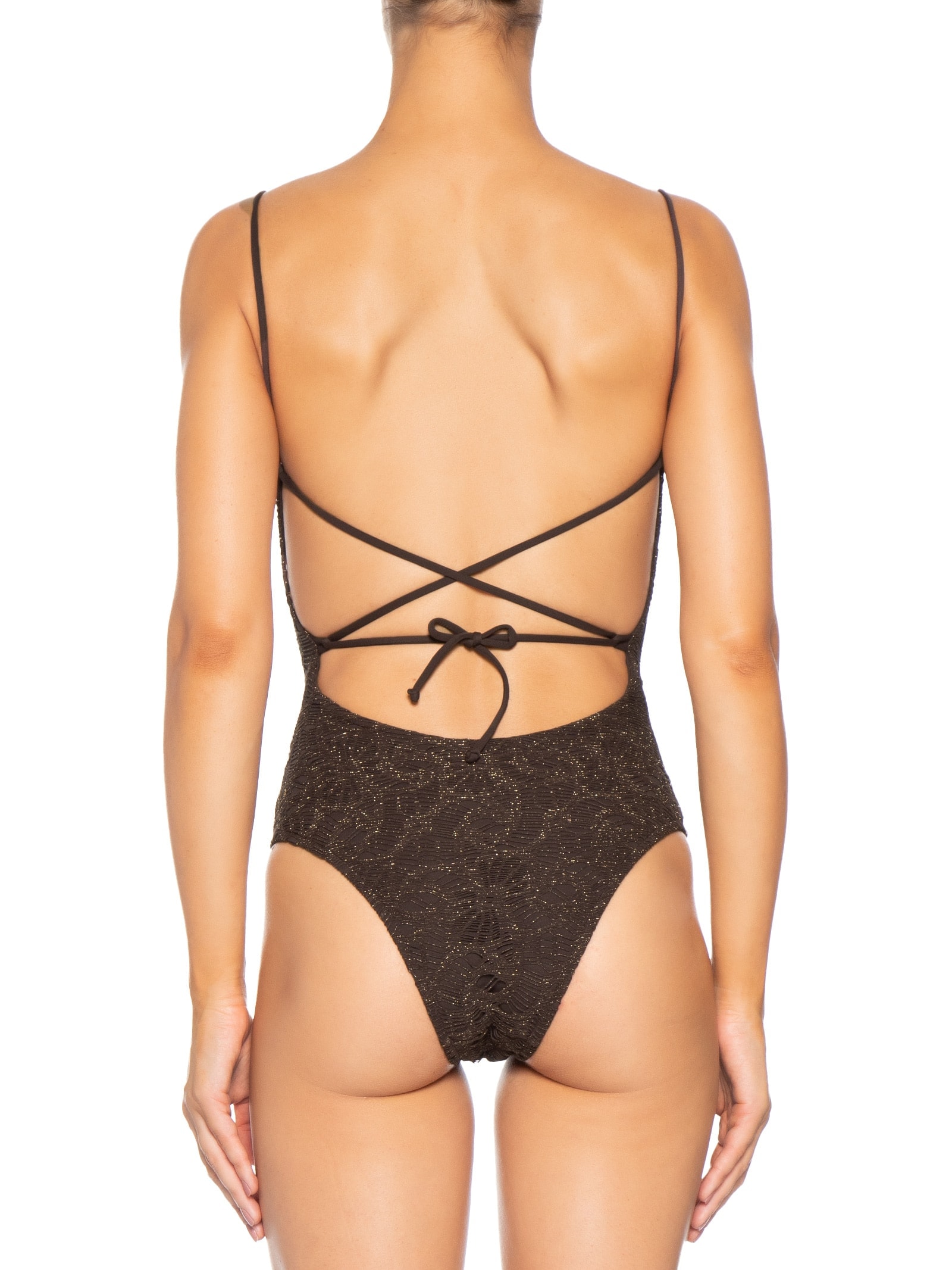 Maillot Decote Costas Rendado Air Marrom Salinas