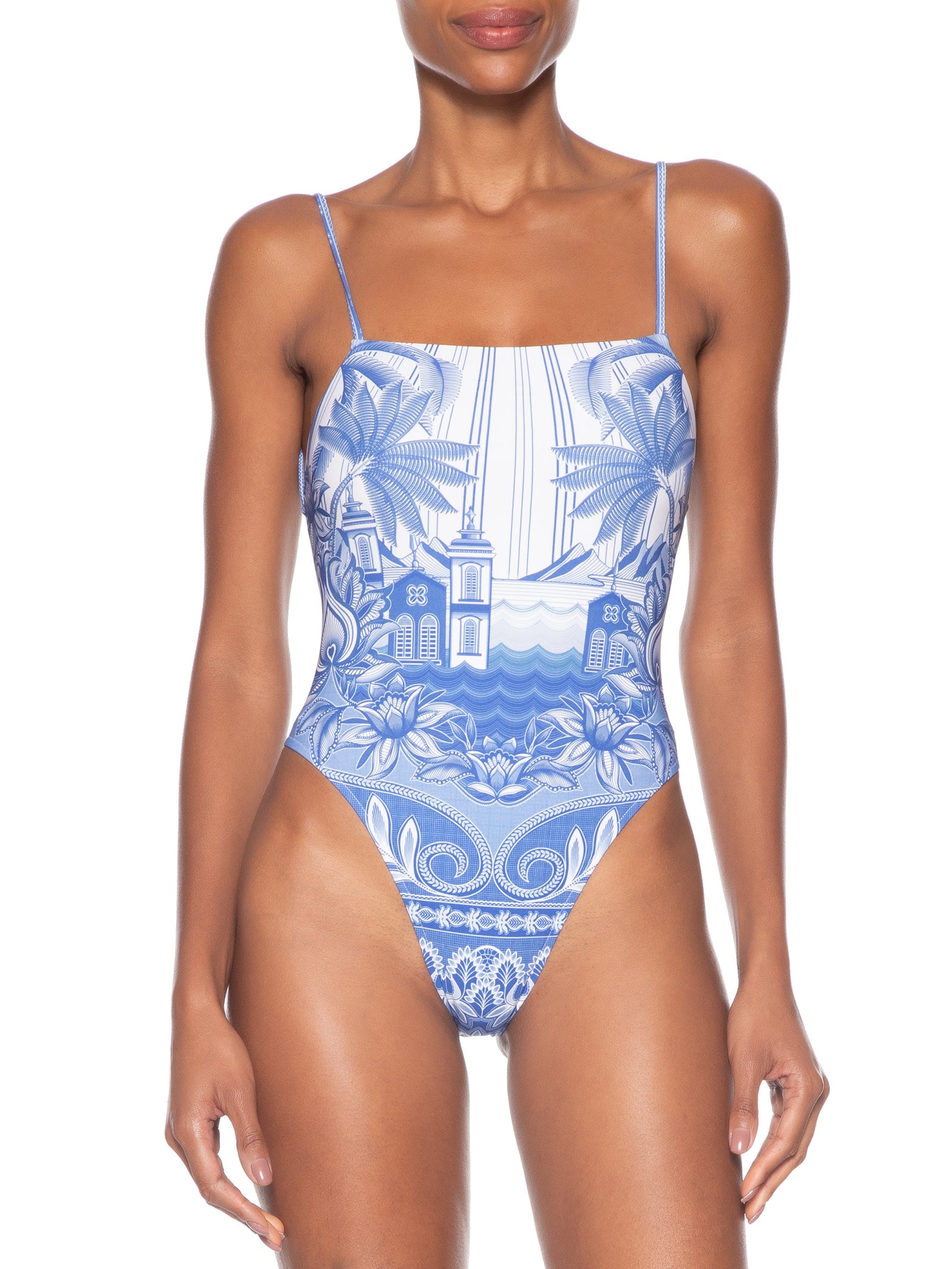 Maiô Afeto Tropical Azul Farm Praia