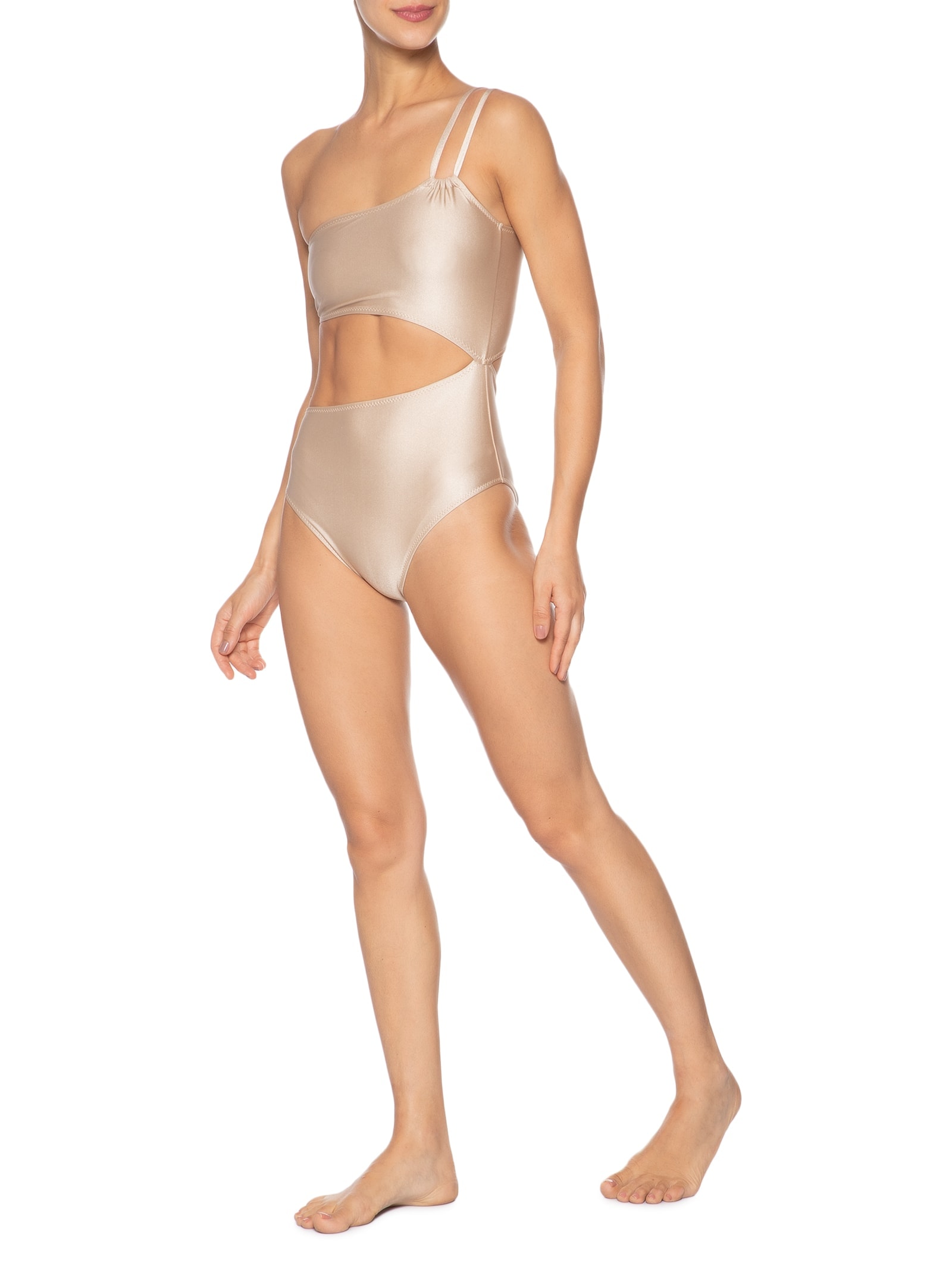 Maiô Assimétrico Com Recortes Bege '2Essential