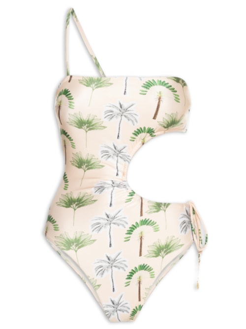 Maiô Assimétrico Estampado – Bege