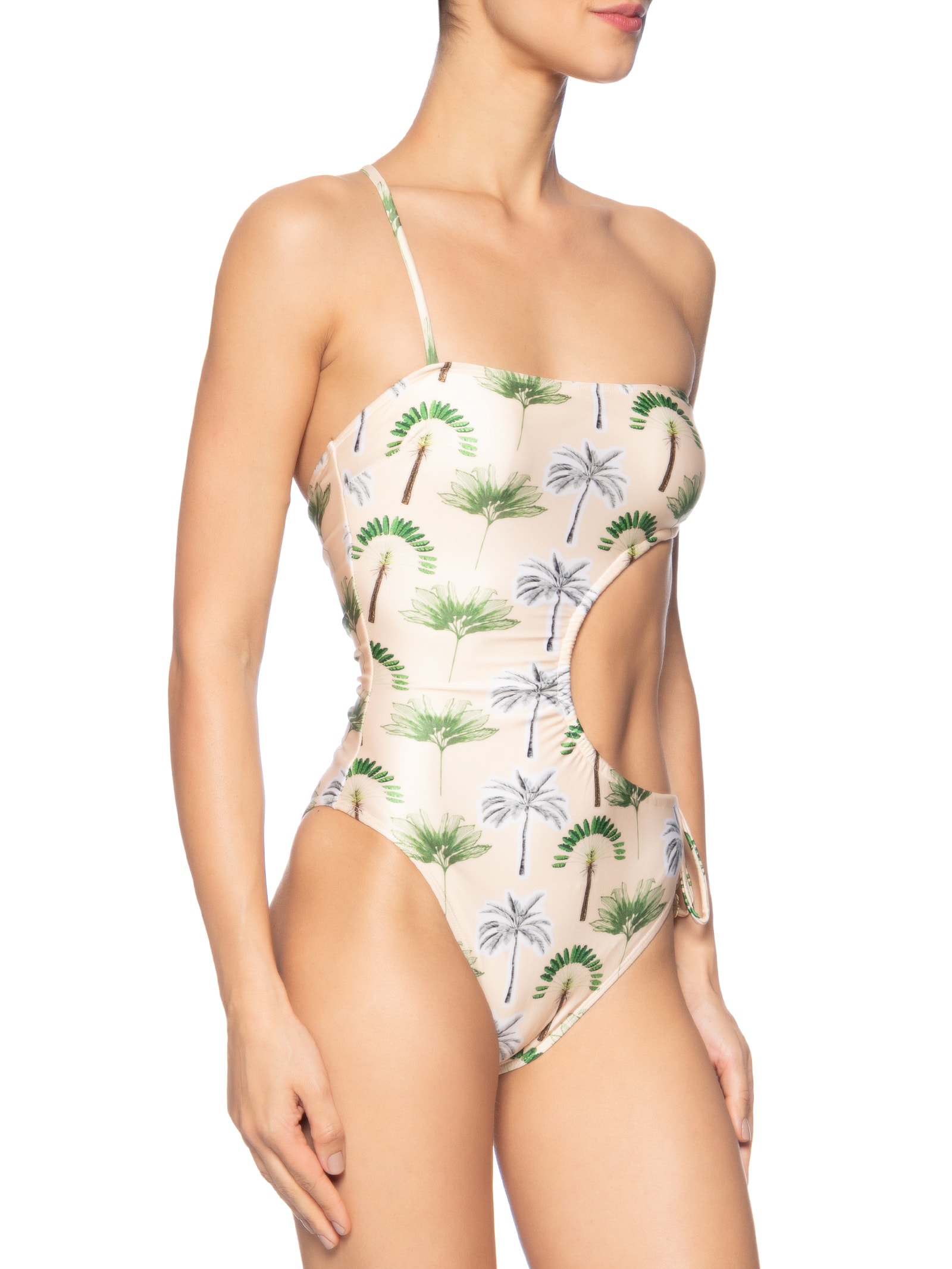 Maiô Assimétrico Estampado Bege Mktbeach