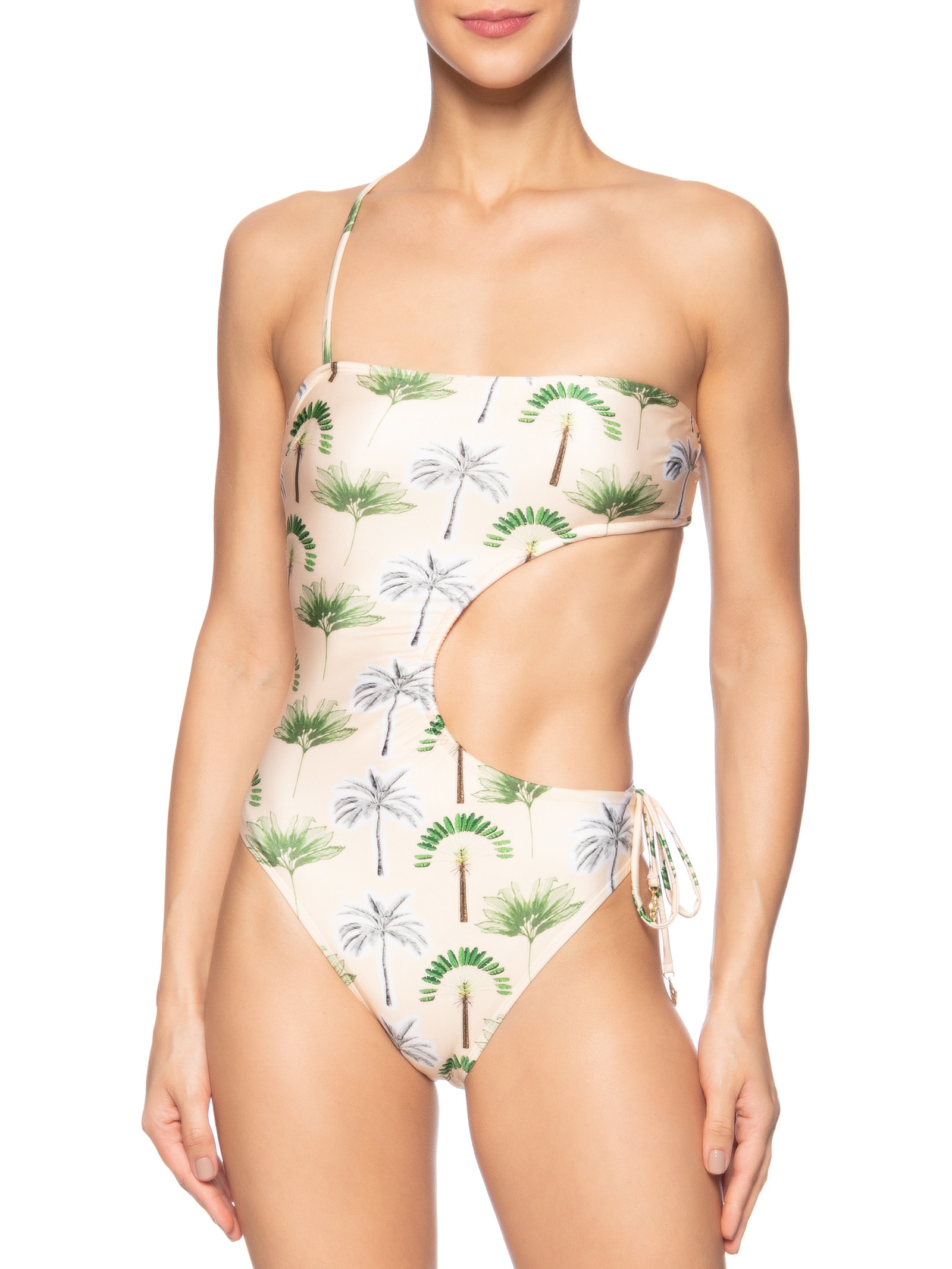 Maiô Assimétrico Estampado Bege Mktbeach