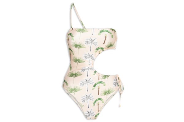 Maiô Assimétrico Estampado - Bege