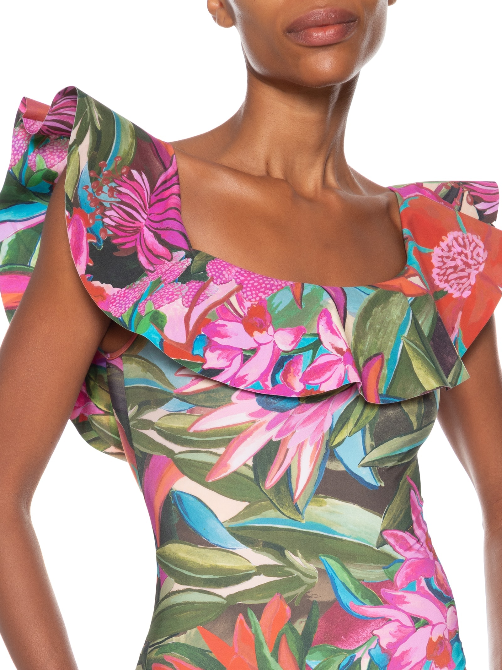 Maiô Babado Jardim De Sonho Rosa Farm Praia