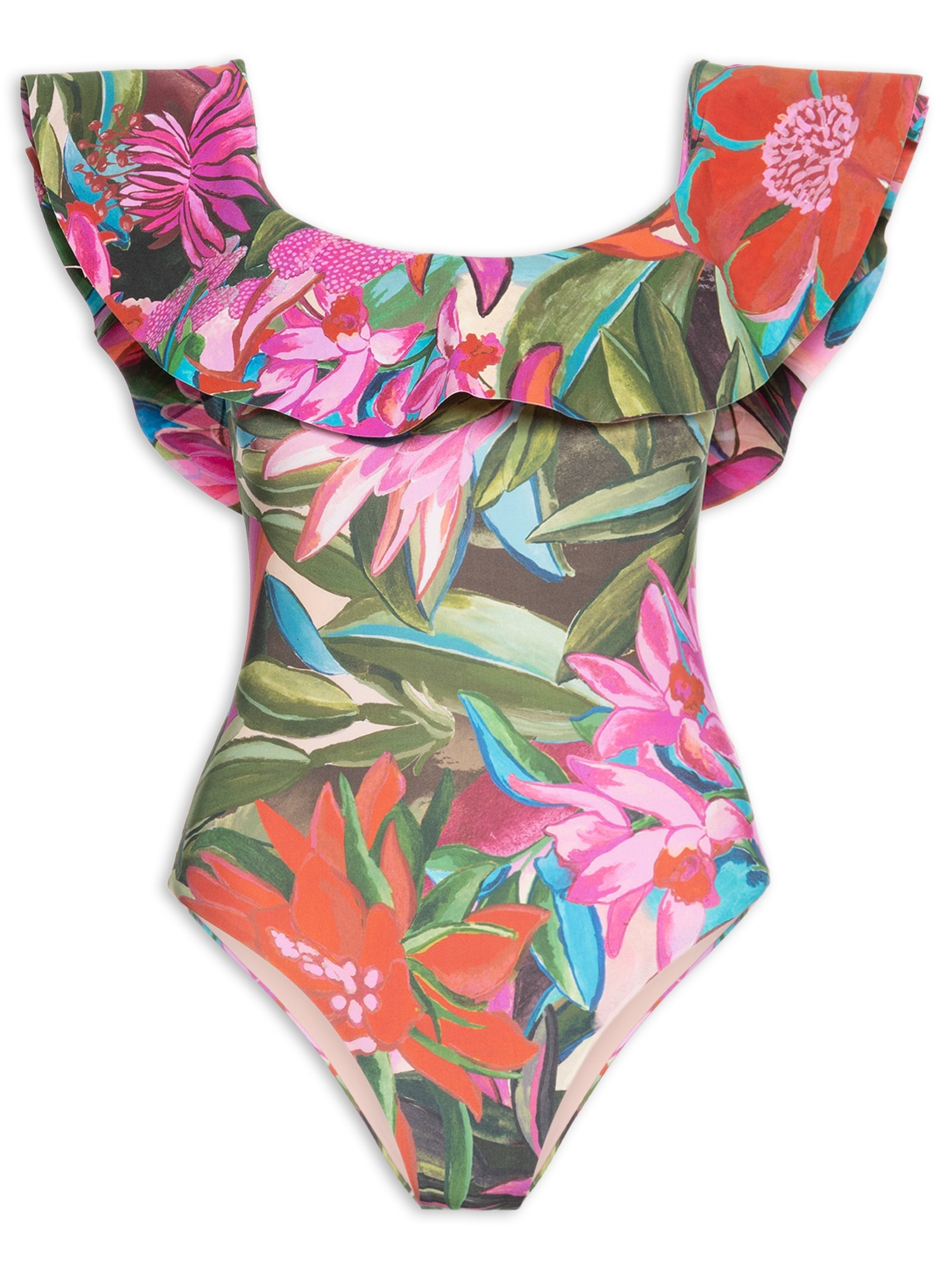 Maiô Babado Jardim De Sonho Rosa Farm Praia