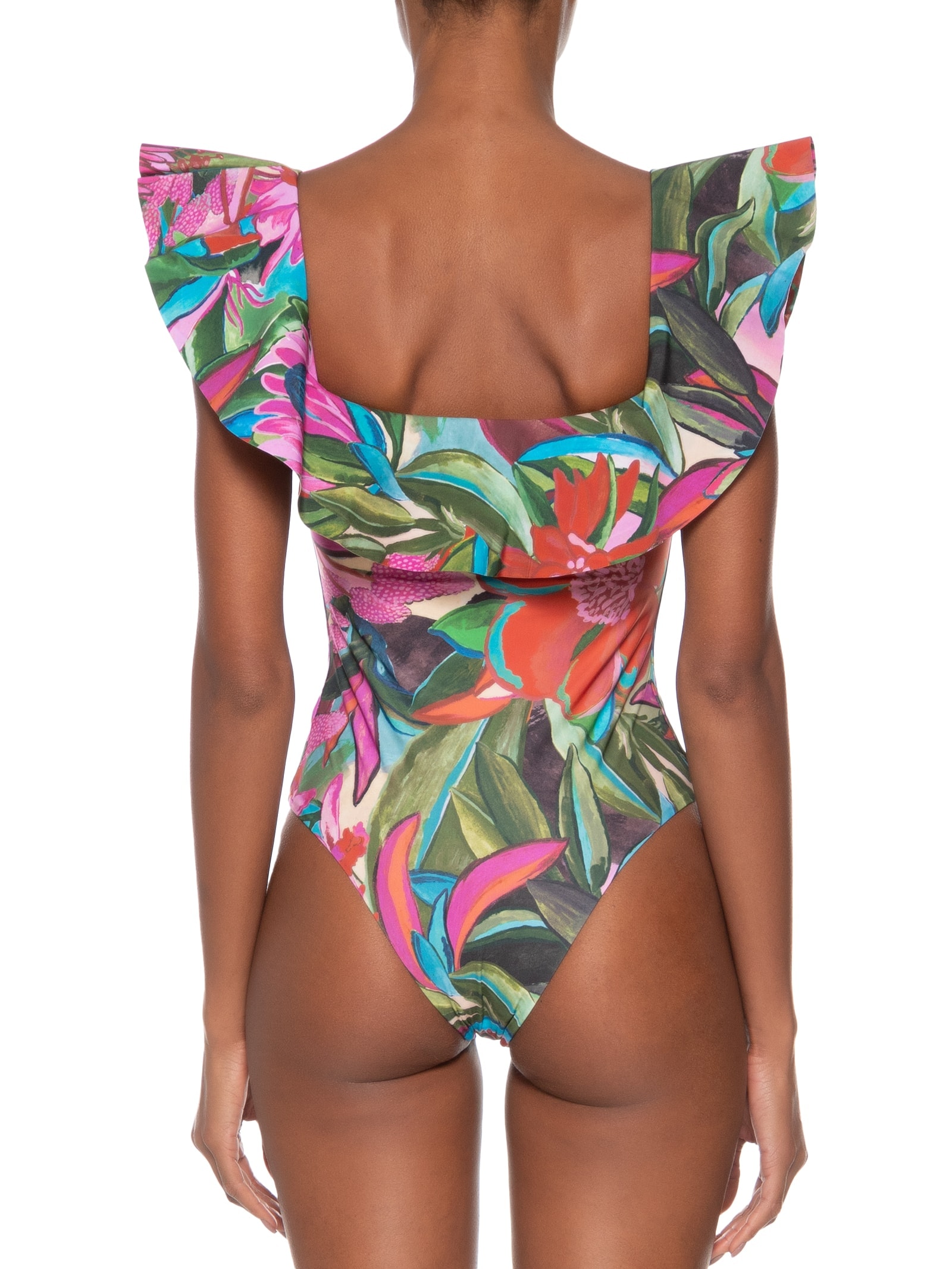 Maiô Babado Jardim De Sonho Rosa Farm Praia