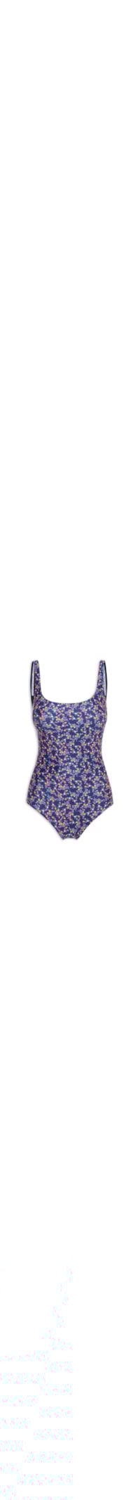 Maiô Básico Floral - Azul